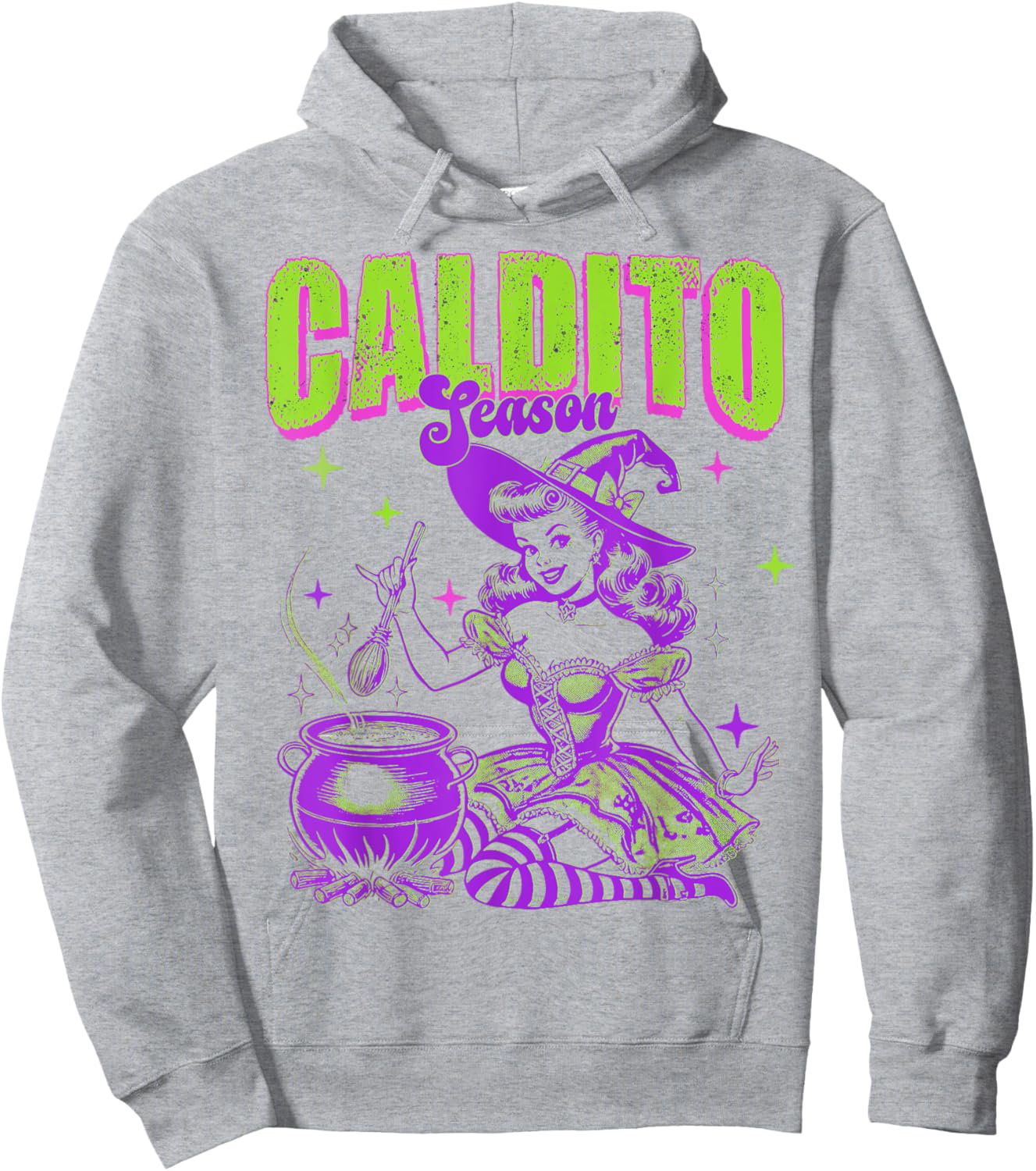 Caldito Season funny Spanish Halloween Bruja Latina Hoodie - Hoodie | Ash