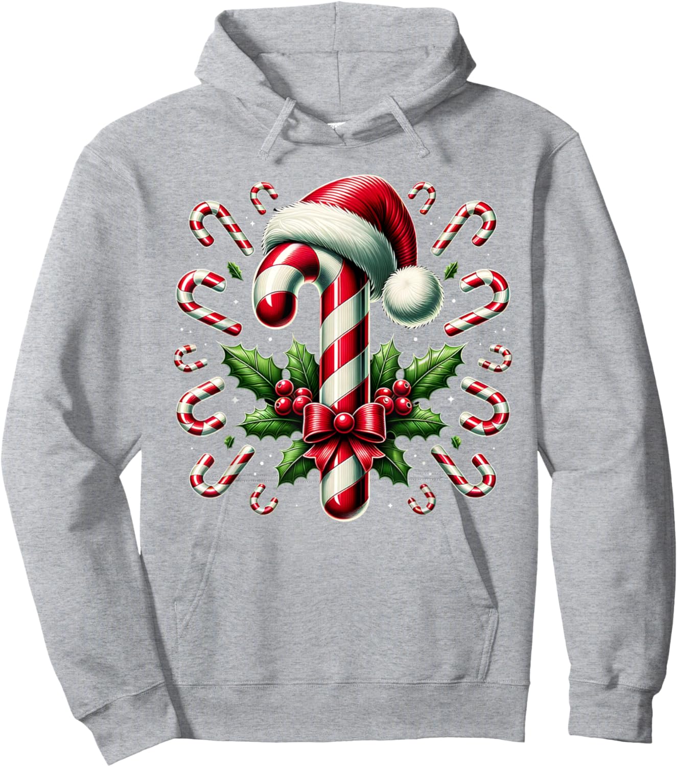 Christmas Candy Cane Crew Lights Red and White Candy Costume Hoodie - Hoodie | Ash