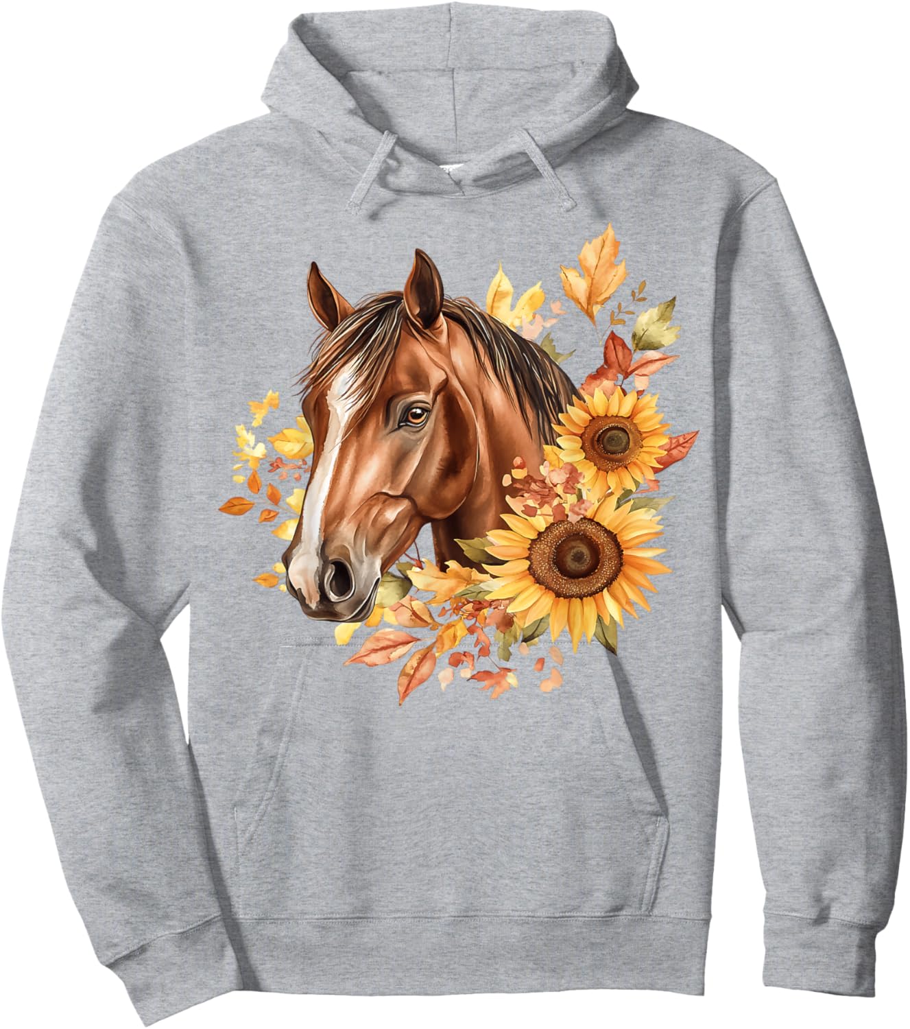 Floral Horse Portrait Sunflowers Horseback Riding Cowgirl Hoodie - Hoodie | Ash