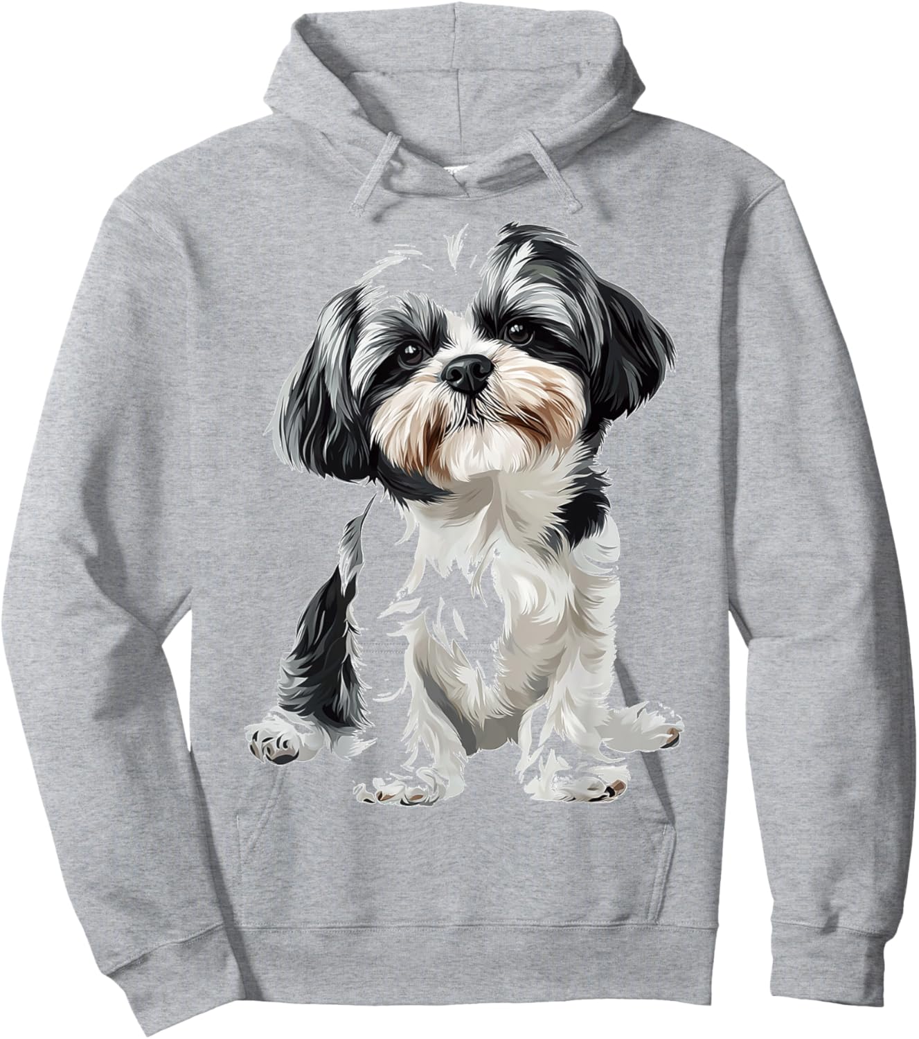 Shih Tzu Dog Motif Pet Illustration Shih Tzu Hoodie - Hoodie | Ash