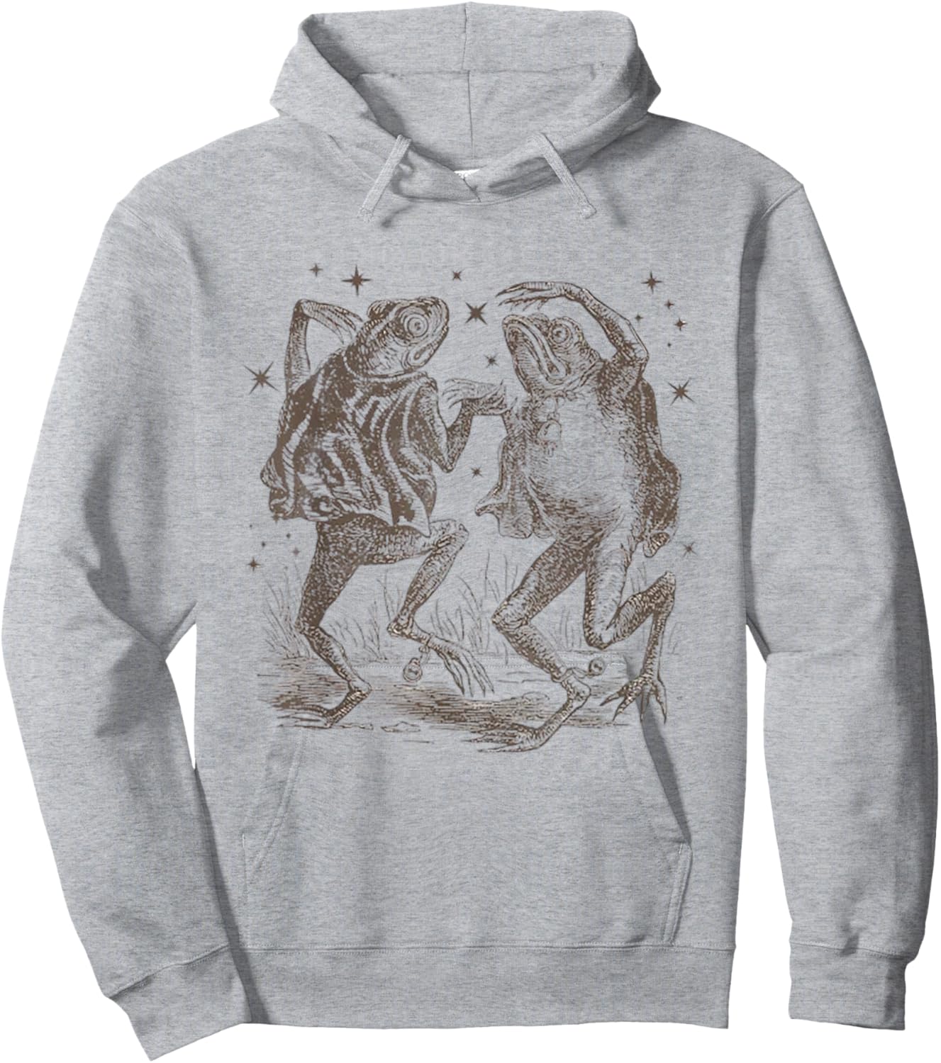 Dancing Frog Stars Vintage 90s Tattoo Style Hoodie - Hoodie | Ash