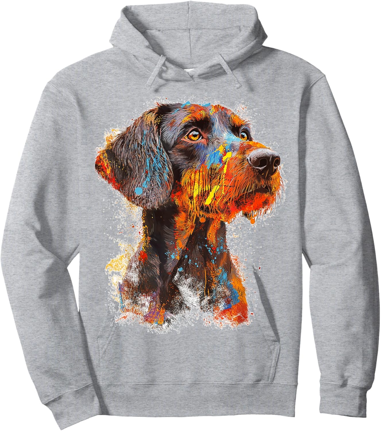 German Wirehaired Pointer Dog Motif Pet Artwork Hoodie - Hoodie | Ash