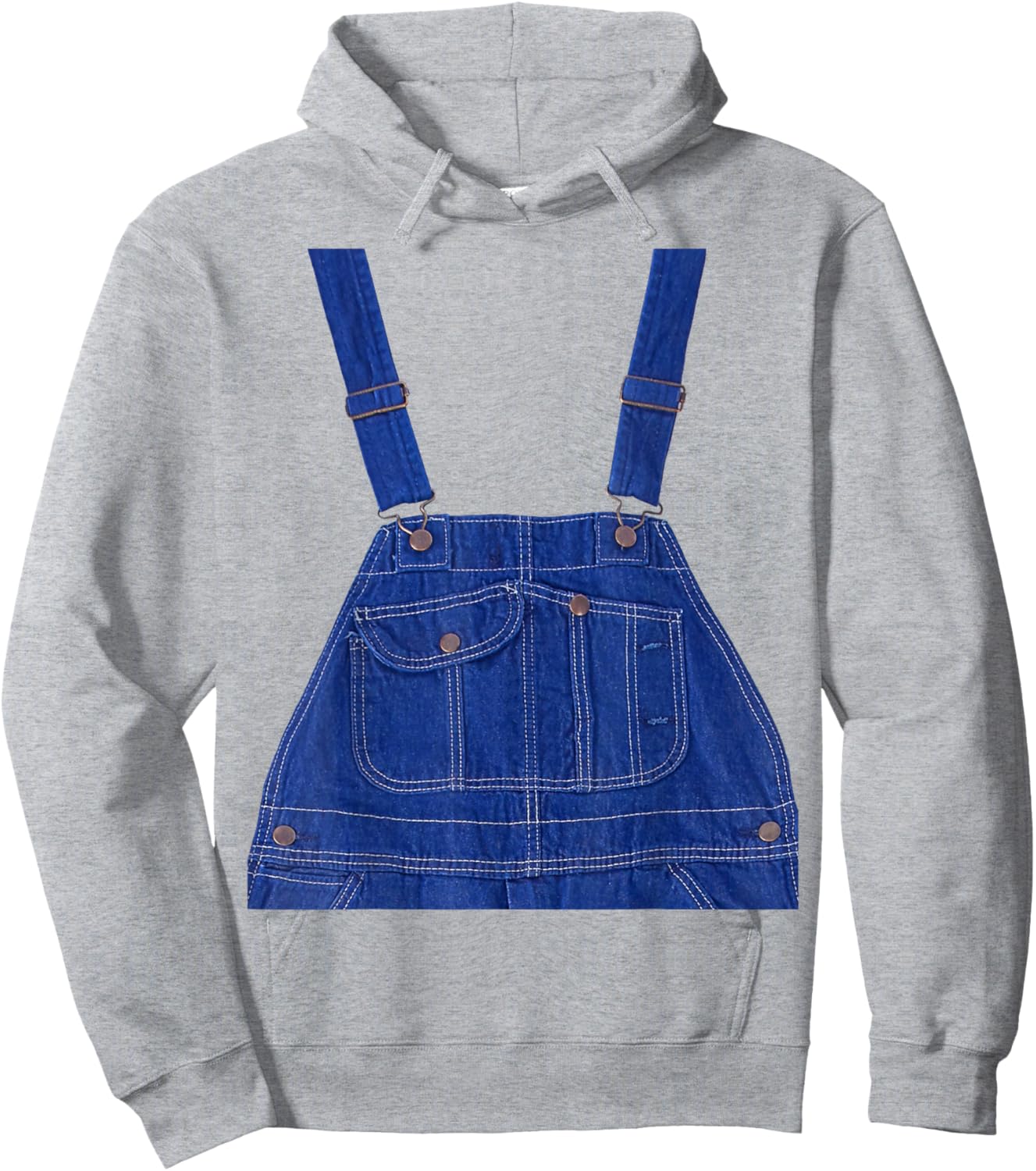 Blue Color Overall Printed On A Yellow Color Hoodie - Hoodie | Ash