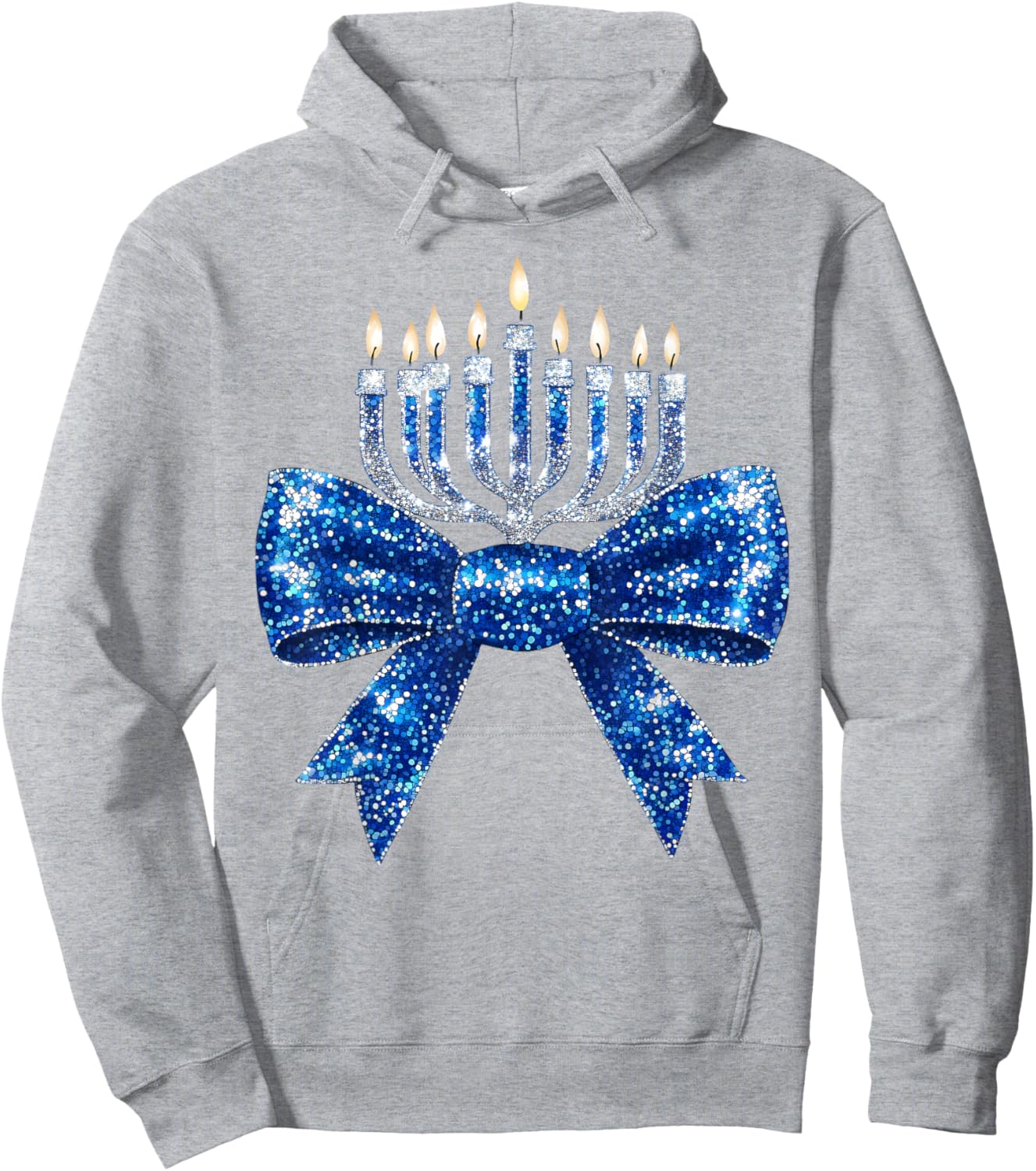 Coquette Hanukkah Jewish Menorah Bow & Girls Hoodie - Hoodie | Ash