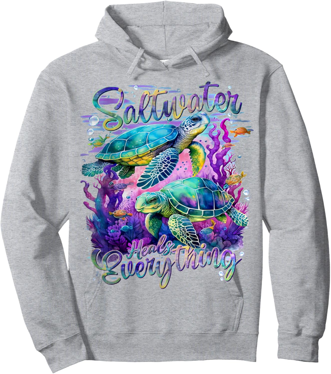 Saltwater Heals Everything Sea Turtle Hoodie - Hoodie | Ash