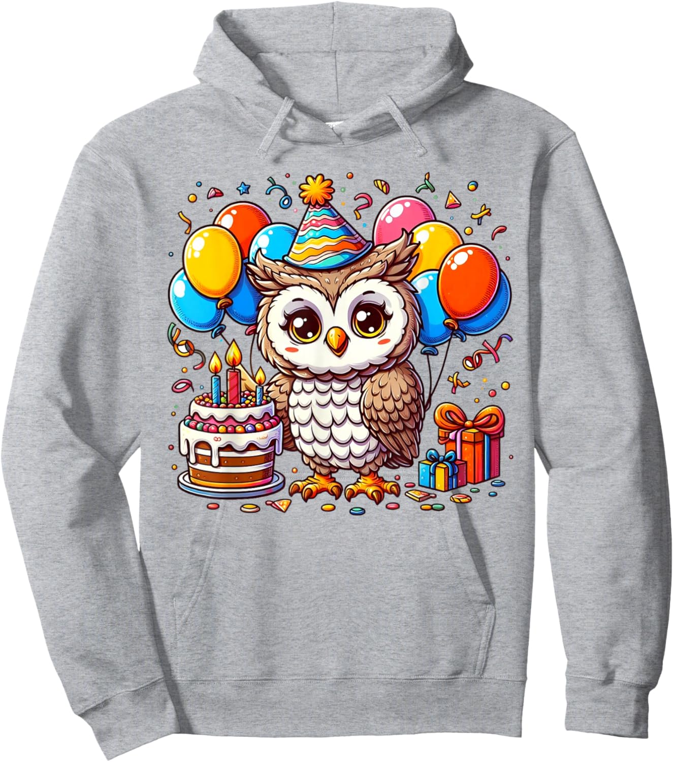 Owl Kids Birthday Party Boy Bday Girl Candles Hoodie - Hoodie | Ash