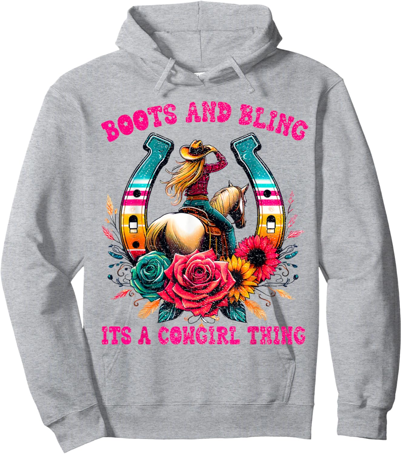 Boots and Bling its a Cowgirl Thing Cute Love Country Life Hoodie - Hoodie | Ash