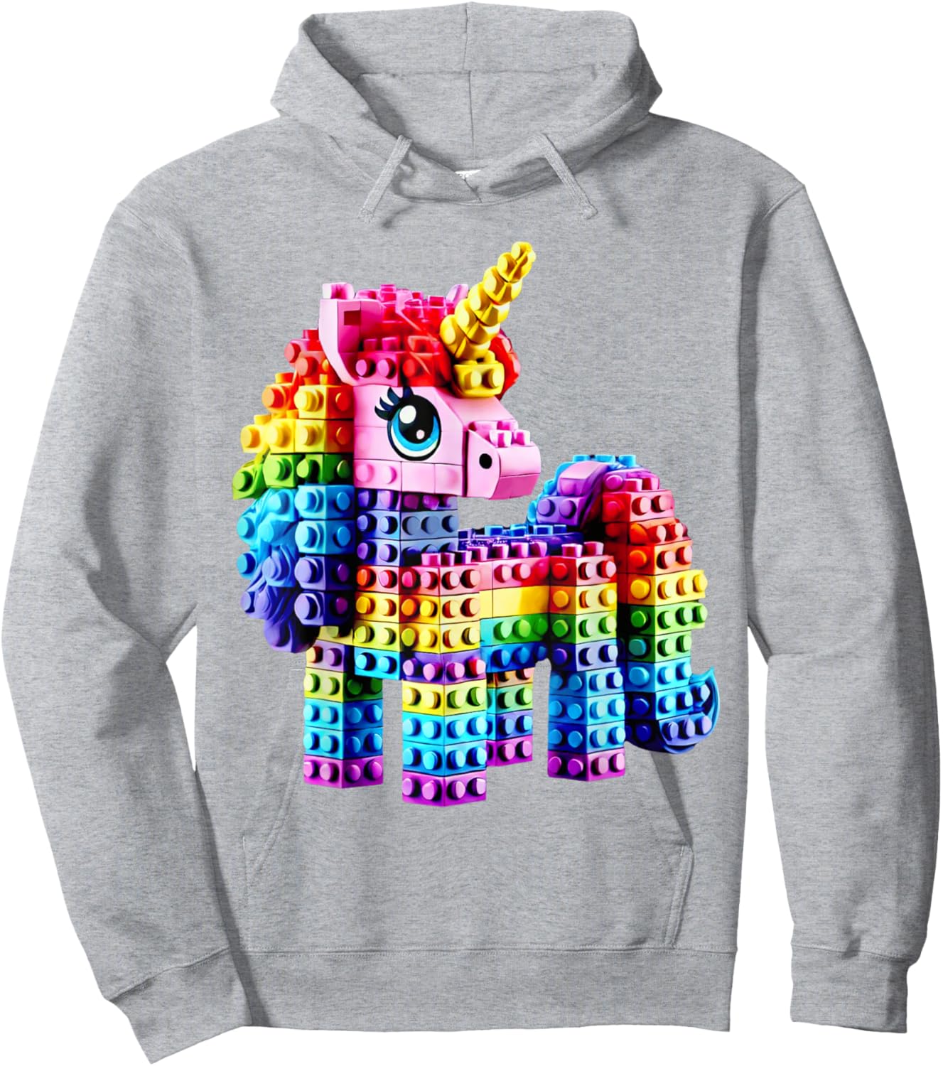 Colorful Unicorn Master Builder Funny Building Blocks Bricks Hoodie - Hoodie | Ash