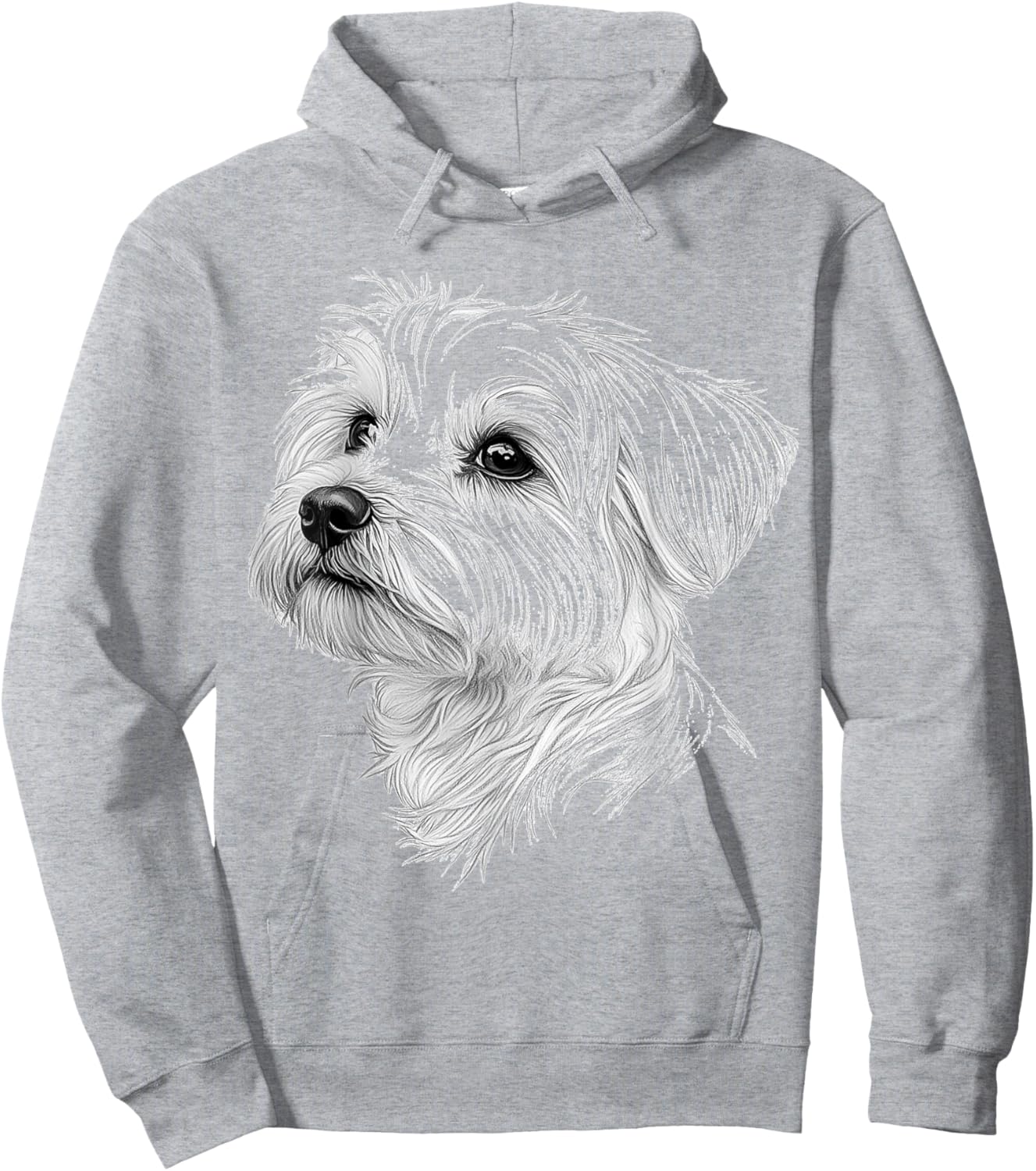 Maltese Dog Graphic Pet Illustration Maltese Women Kids Hoodie - Hoodie | Ash