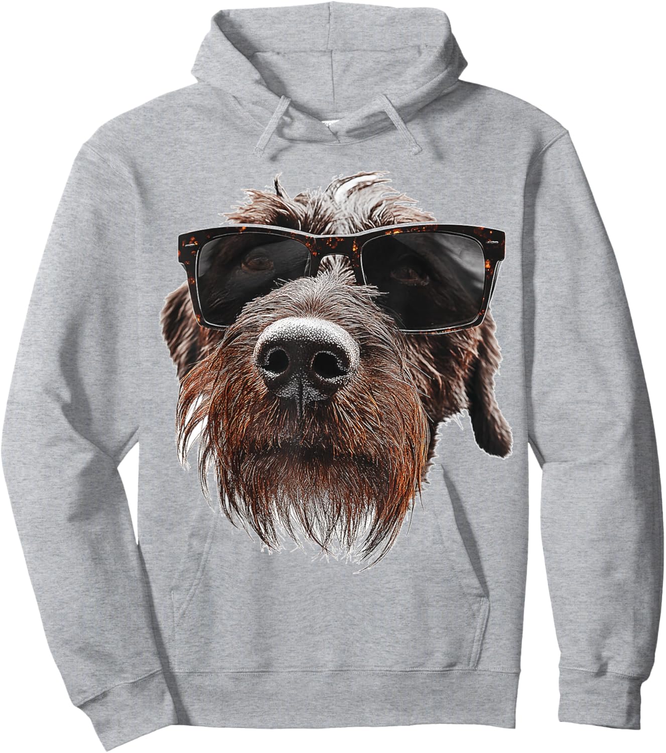 German Wirehaired Pointer Dog Graphic Pet Illustration Hoodie - Hoodie | Ash