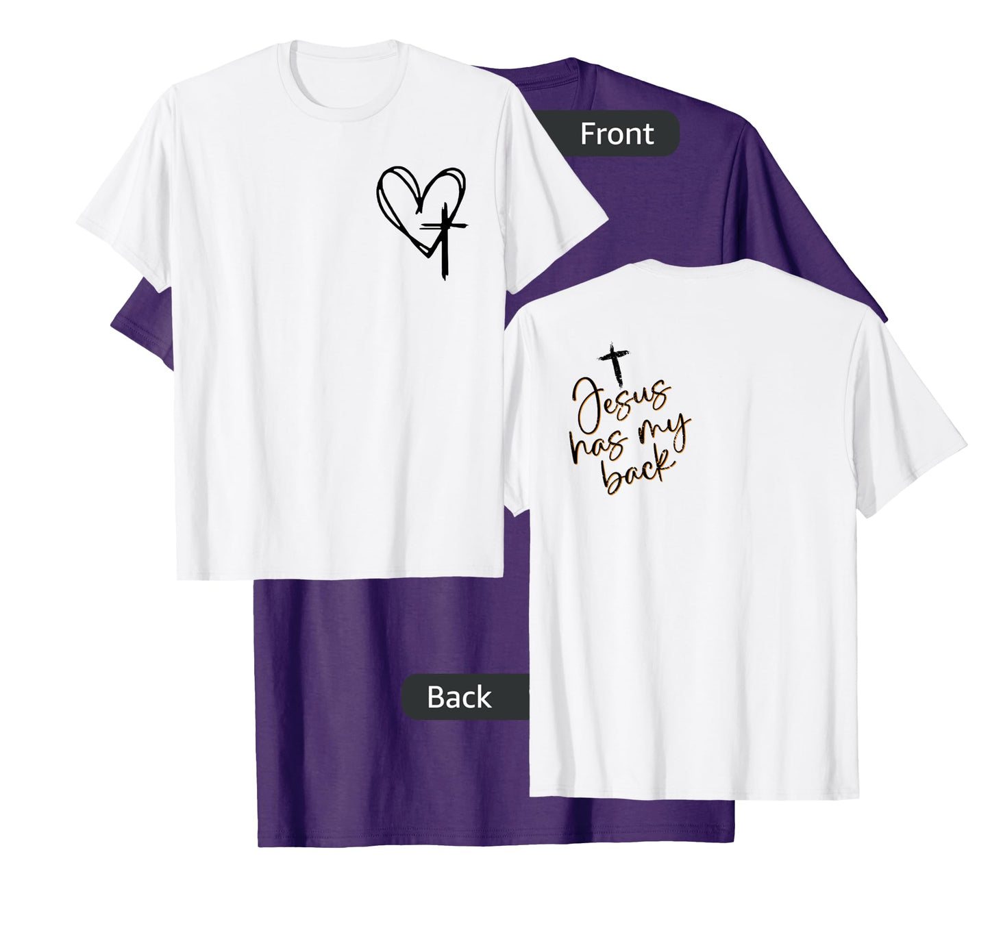 Vintage Christian Cross Heart - Jesus Has My Back T-Shirt