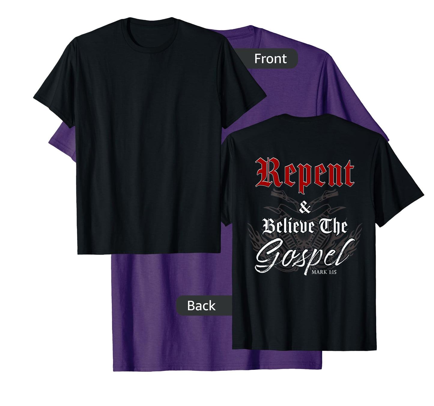 Repent & Believe the Gospel Motorcycle Christian Faith Biker T-Shirt