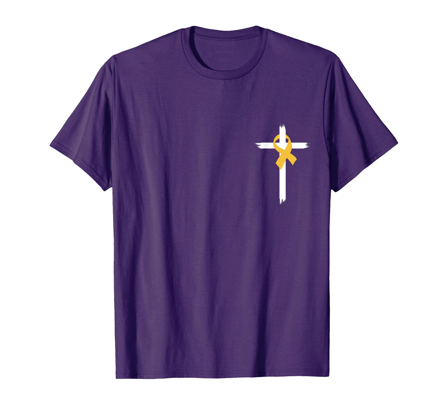 Christian Cross Jesus Gold Ribbon Childhood Cancer Awareness T-Shirt