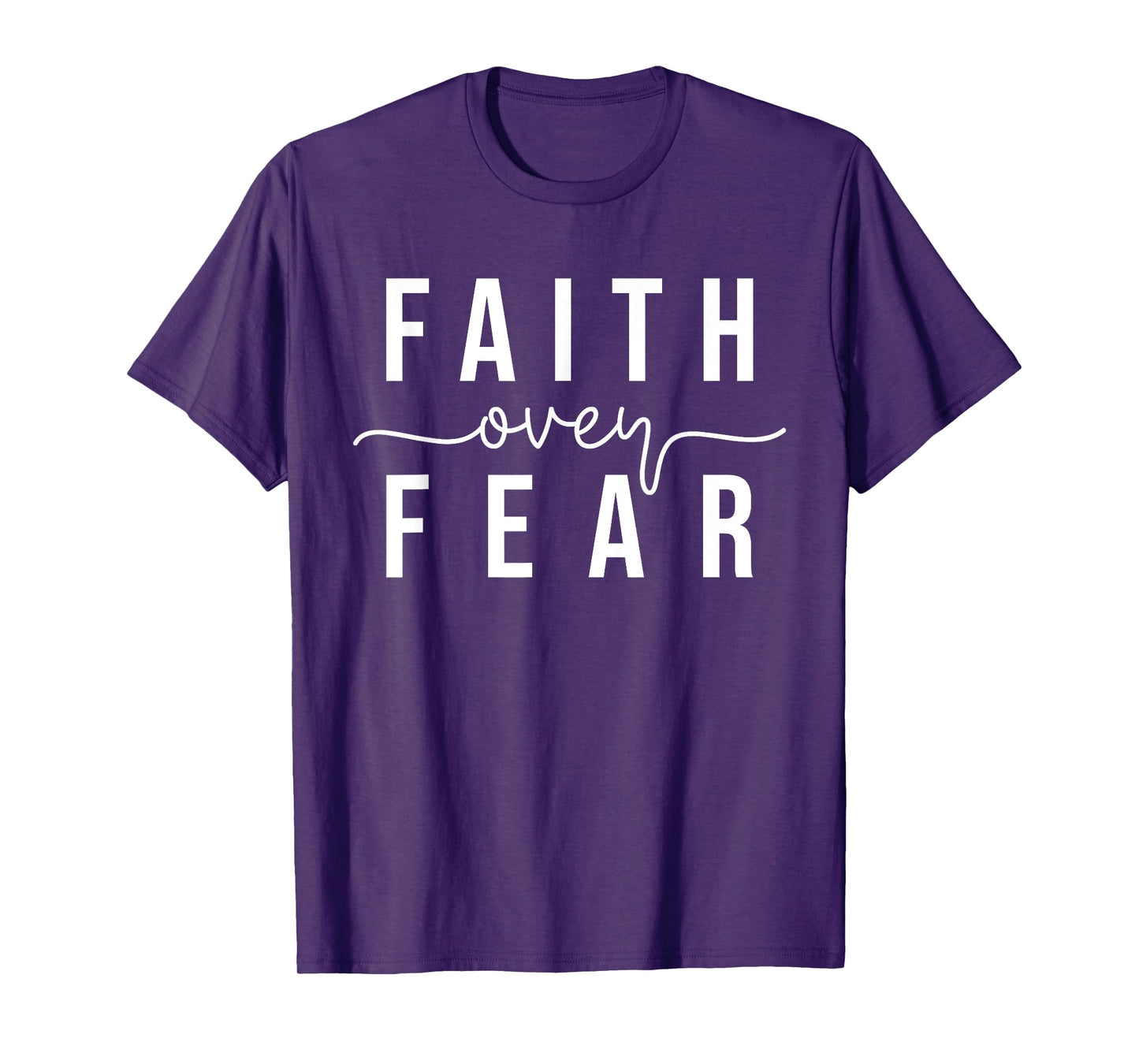 Faith Over Fear Christian Inspirational Graphic Unisex-Adults T-Shirt, Black, Small, Short Sleeve
