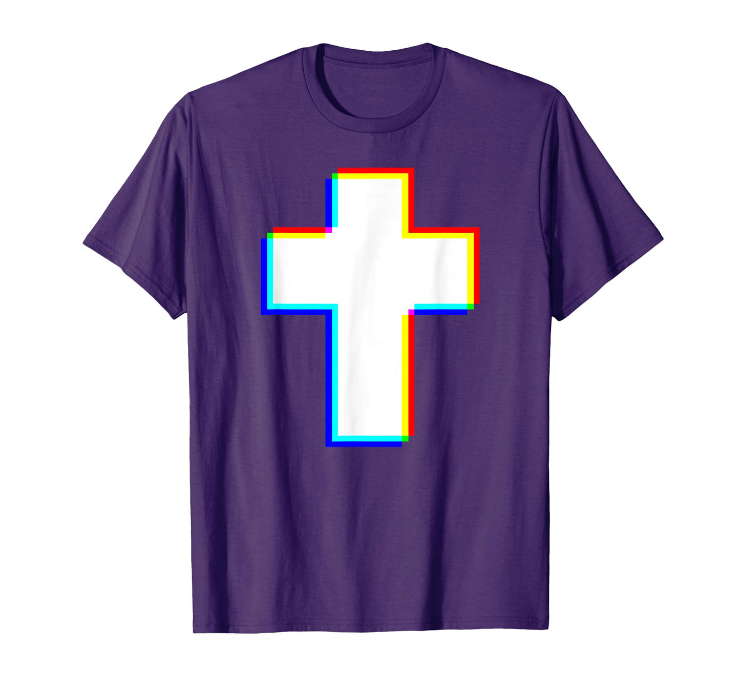 Trendy EDM Cross, Glitch Style Design Christian T-Shirt