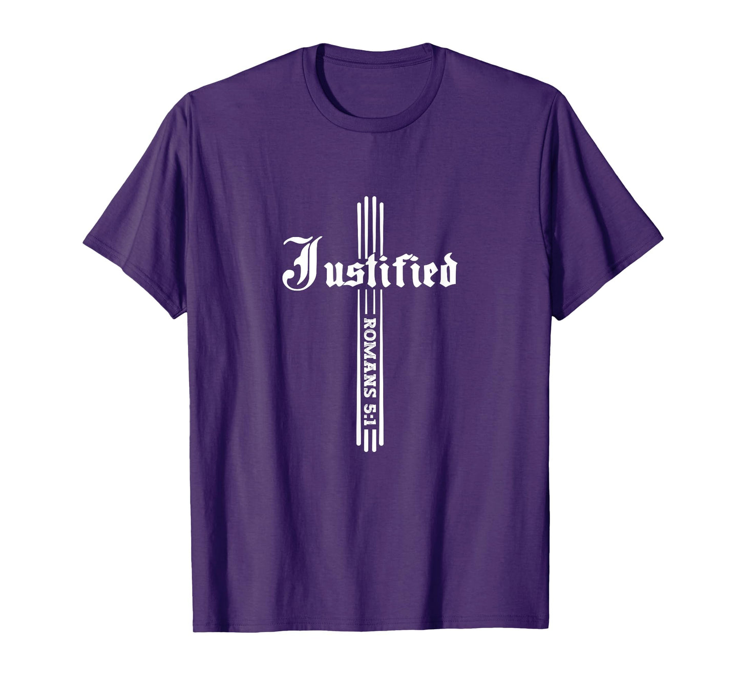 Justified By Faith Romans 5:1 Christian Faith Cross Bible T-Shirt