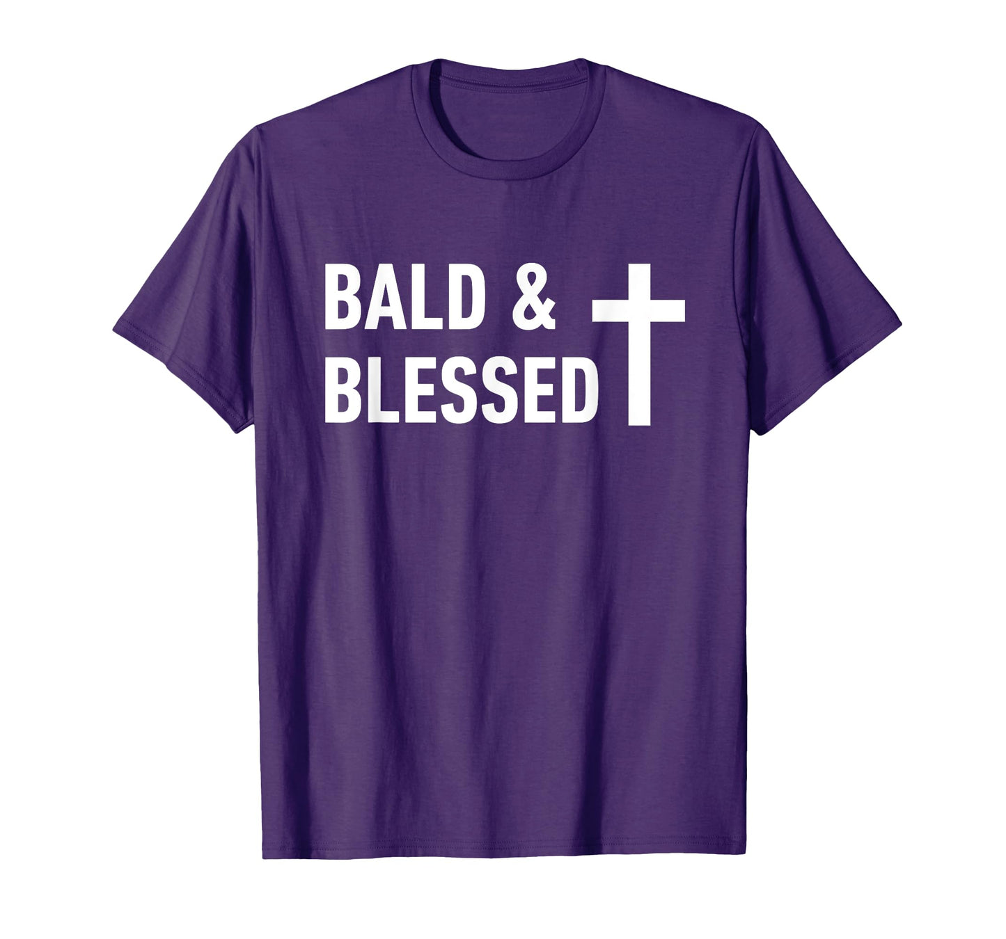 Bald and Blessed Quote with Cross for Christian Men T-Shirt