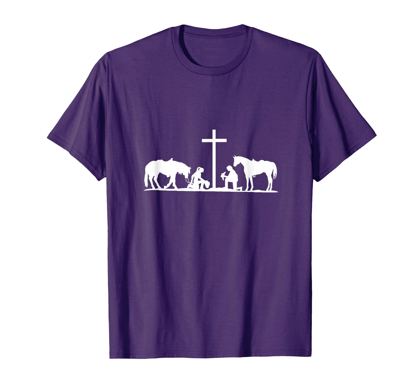 Christian Western horses cowhands praying Cross. Christian T-Shirt