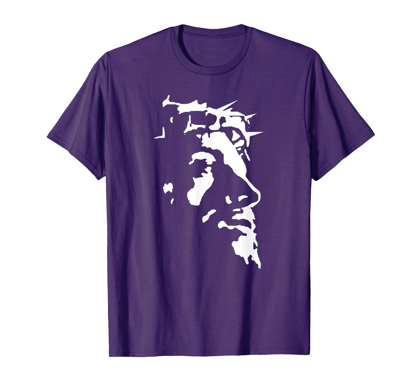 Funny Jesus Christ Face With Crown Of Thorns Passion Stencil T-Shirt