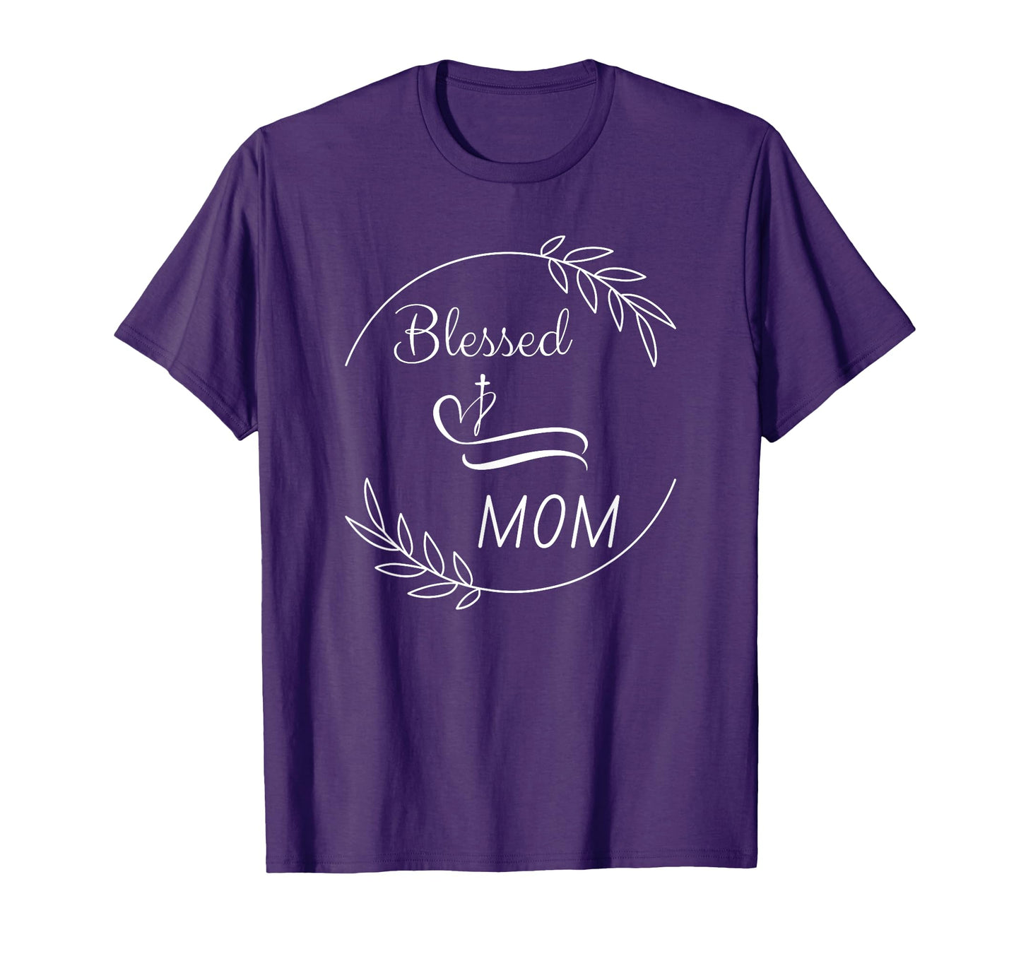 Blessed Mom with Cross and Laurel Branch Catholic Christian T-Shirt
