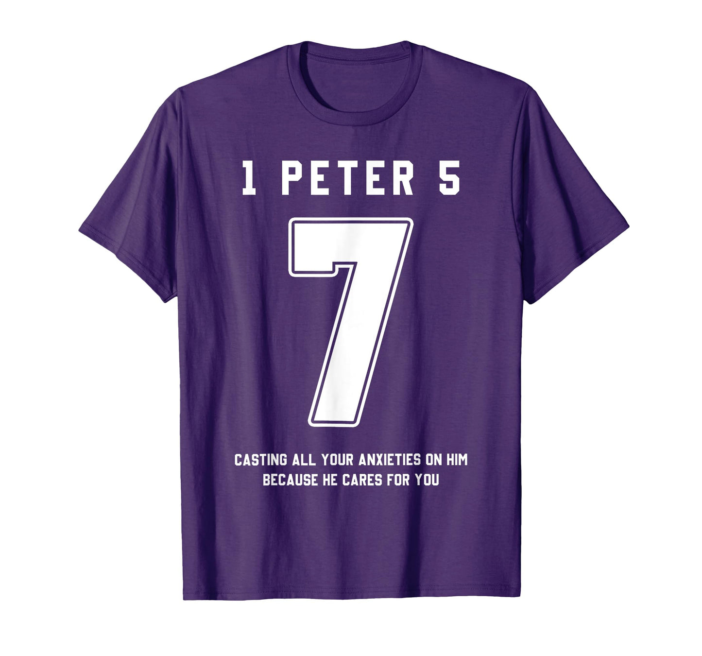1 Peter 5:7 Bible Verse Team Sports Jersey Christian T-Shirt
