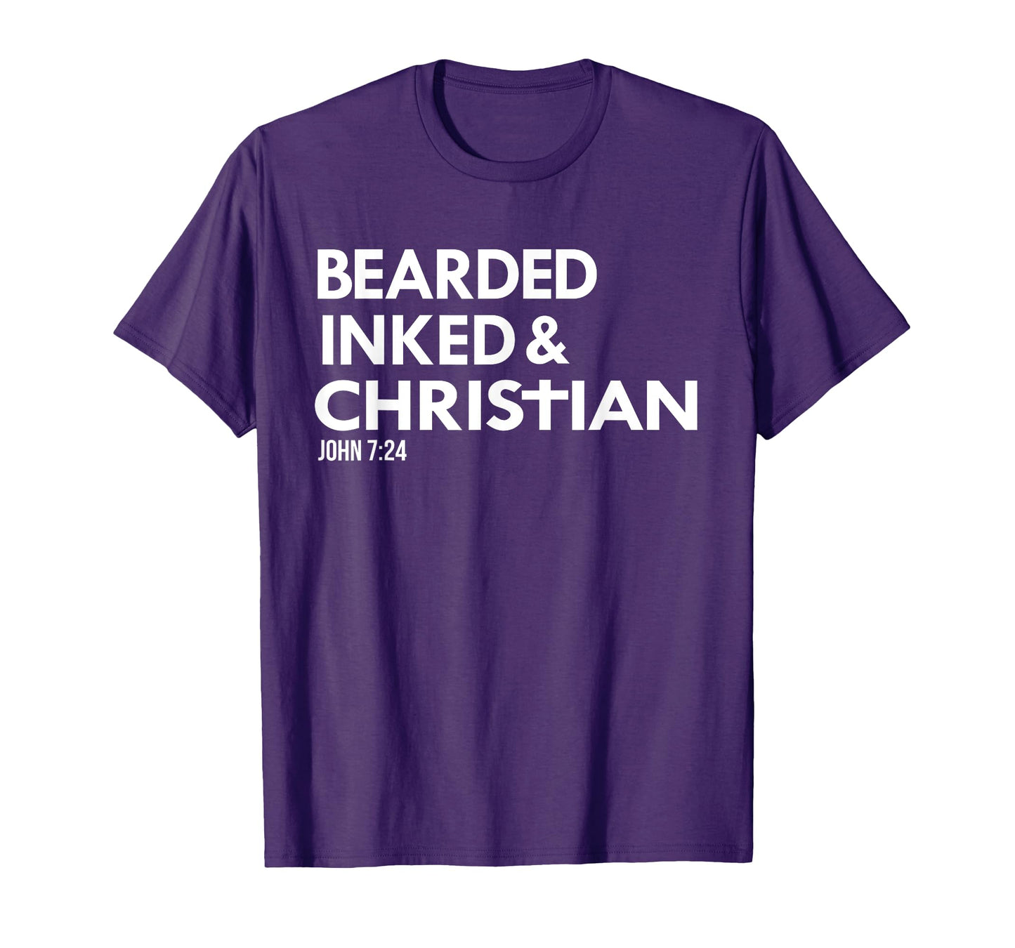 Mens Bearded Inked Christian Funny Tattoo Beard Tats T-Shirt