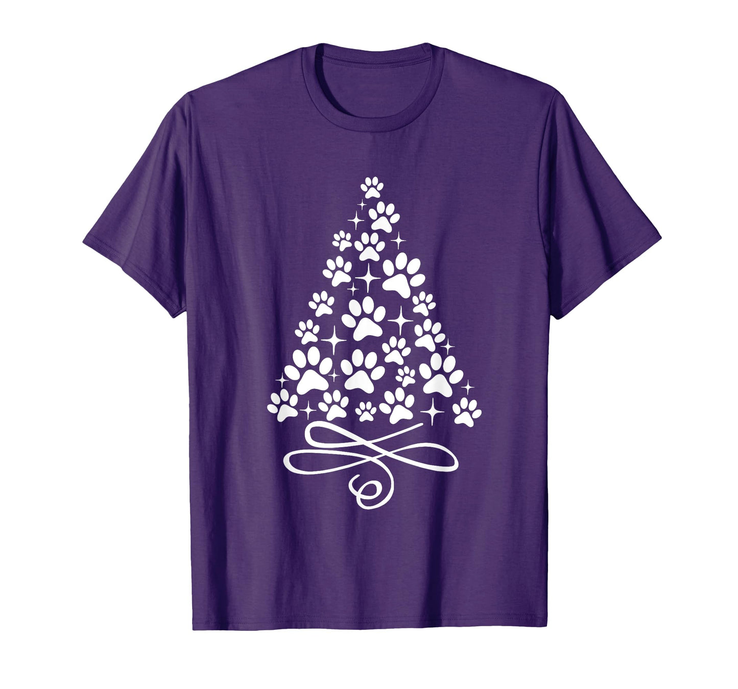 Dog Cat Paw Print on Christmas Tree T-Shirt for Men Women Kids