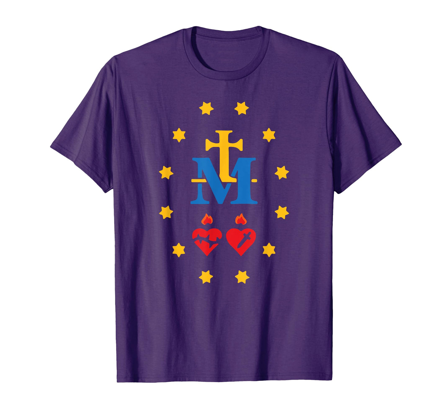 Miraculous Medal Catholic Holy Mary Sacred Heart Jesus T-Shirt