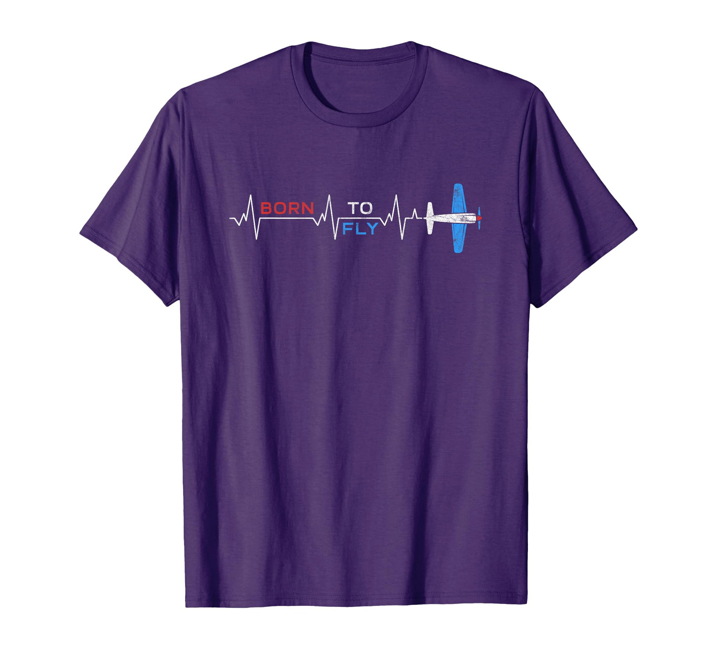 Born to Fly Flying Airplane Heartbeat EKG for Pilot Aviation T-Shirt