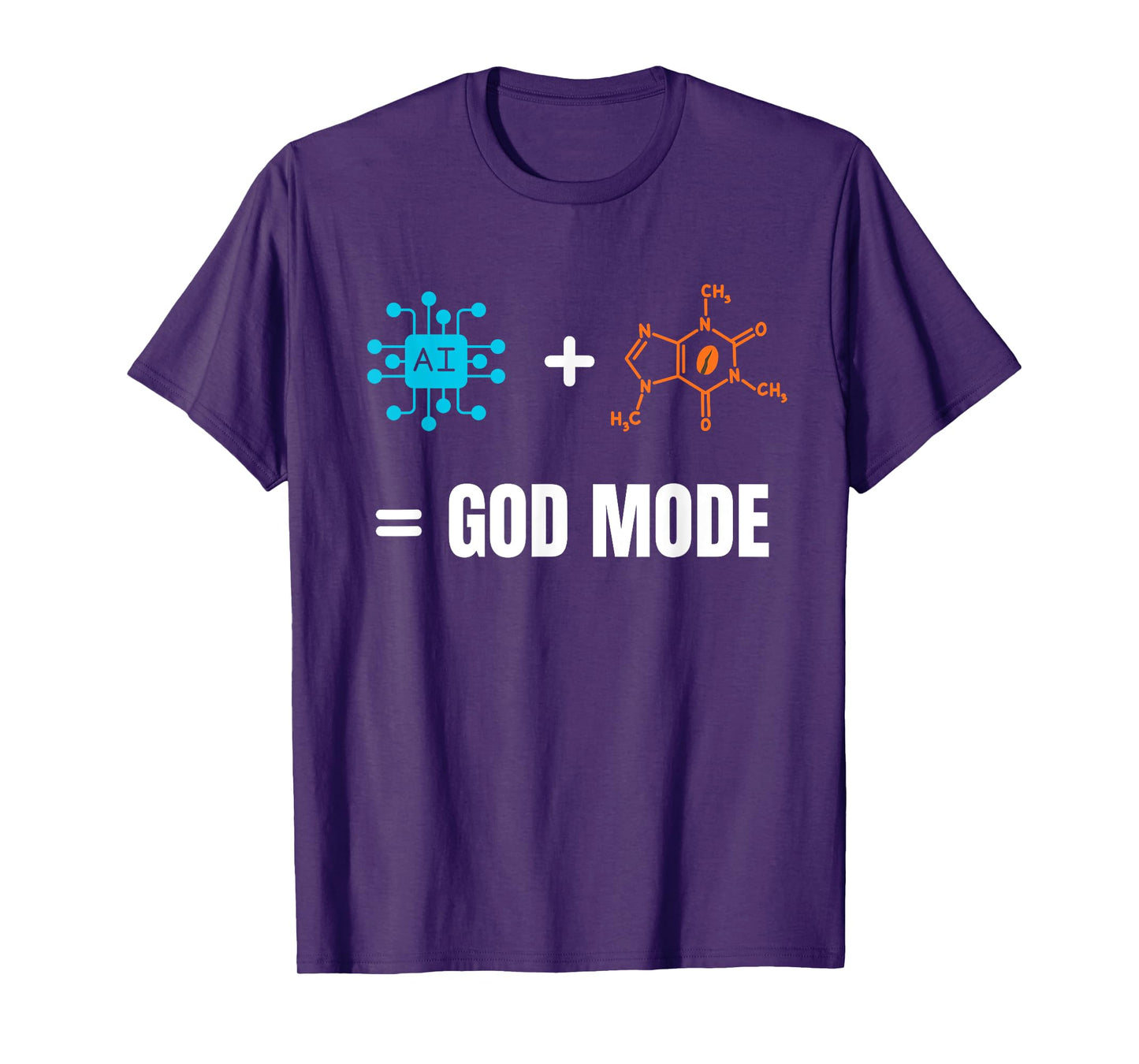 AI Plus Caffeine Equals God Mode Geek Funny AI Tech Humor T-Shirt