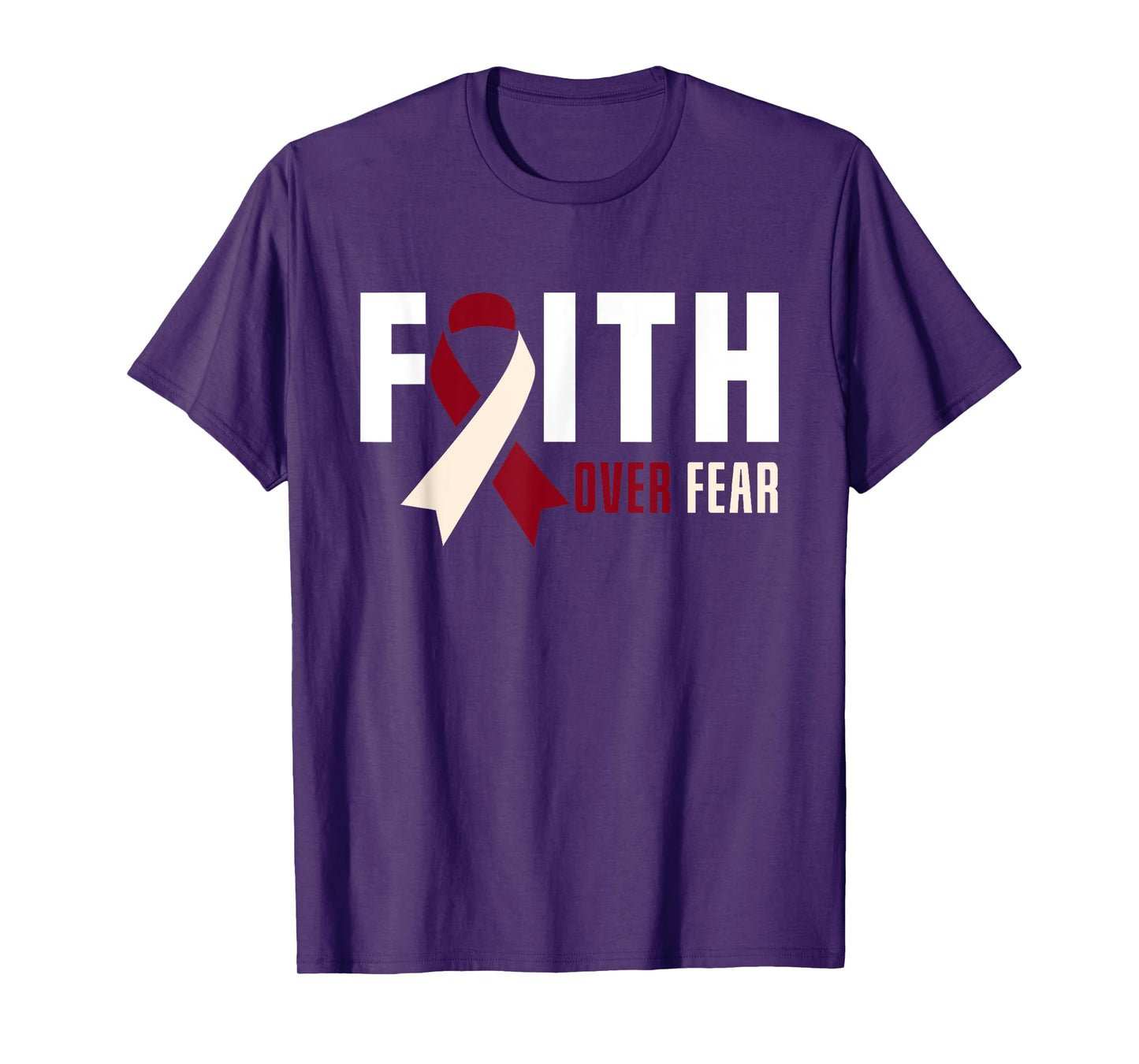 Faith Fear Jesus God Throat Oral Head Neck Cancer Awareness T-Shirt