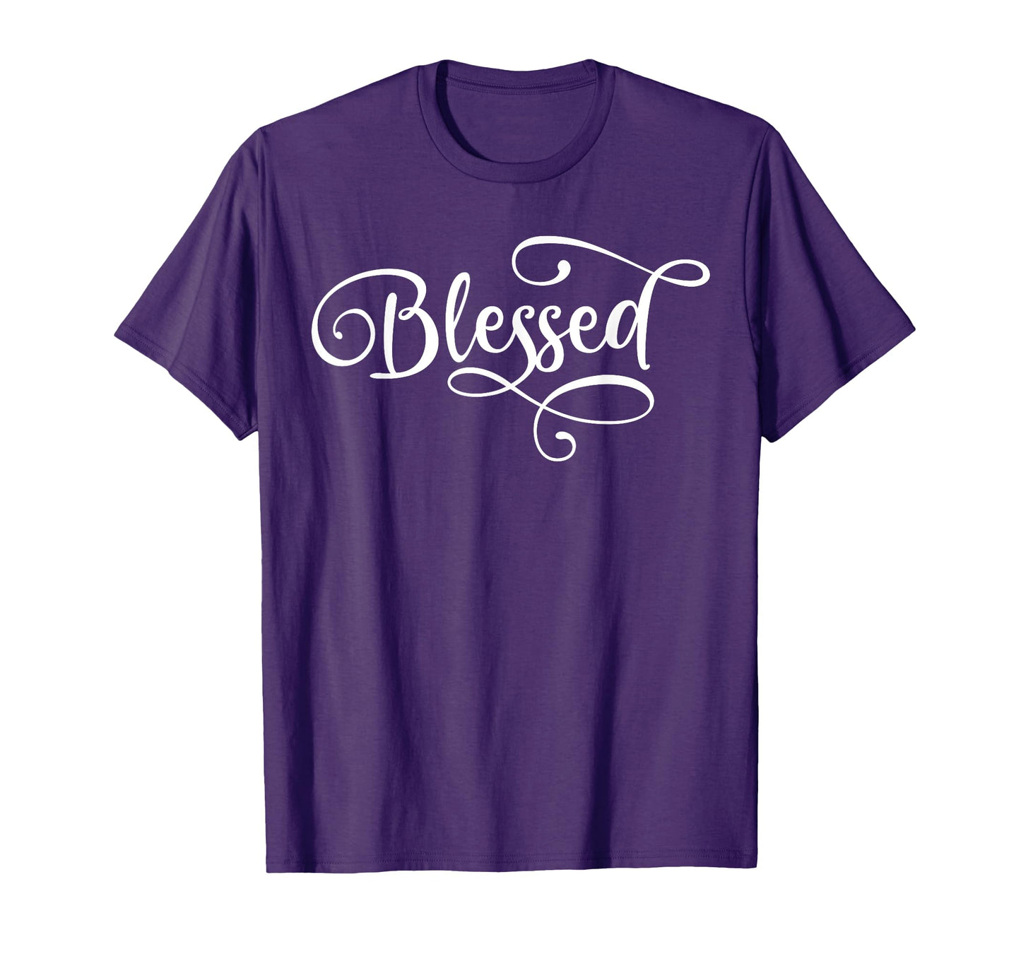 Blessed White Fancy Script Christian Religious God Jesus T-Shirt