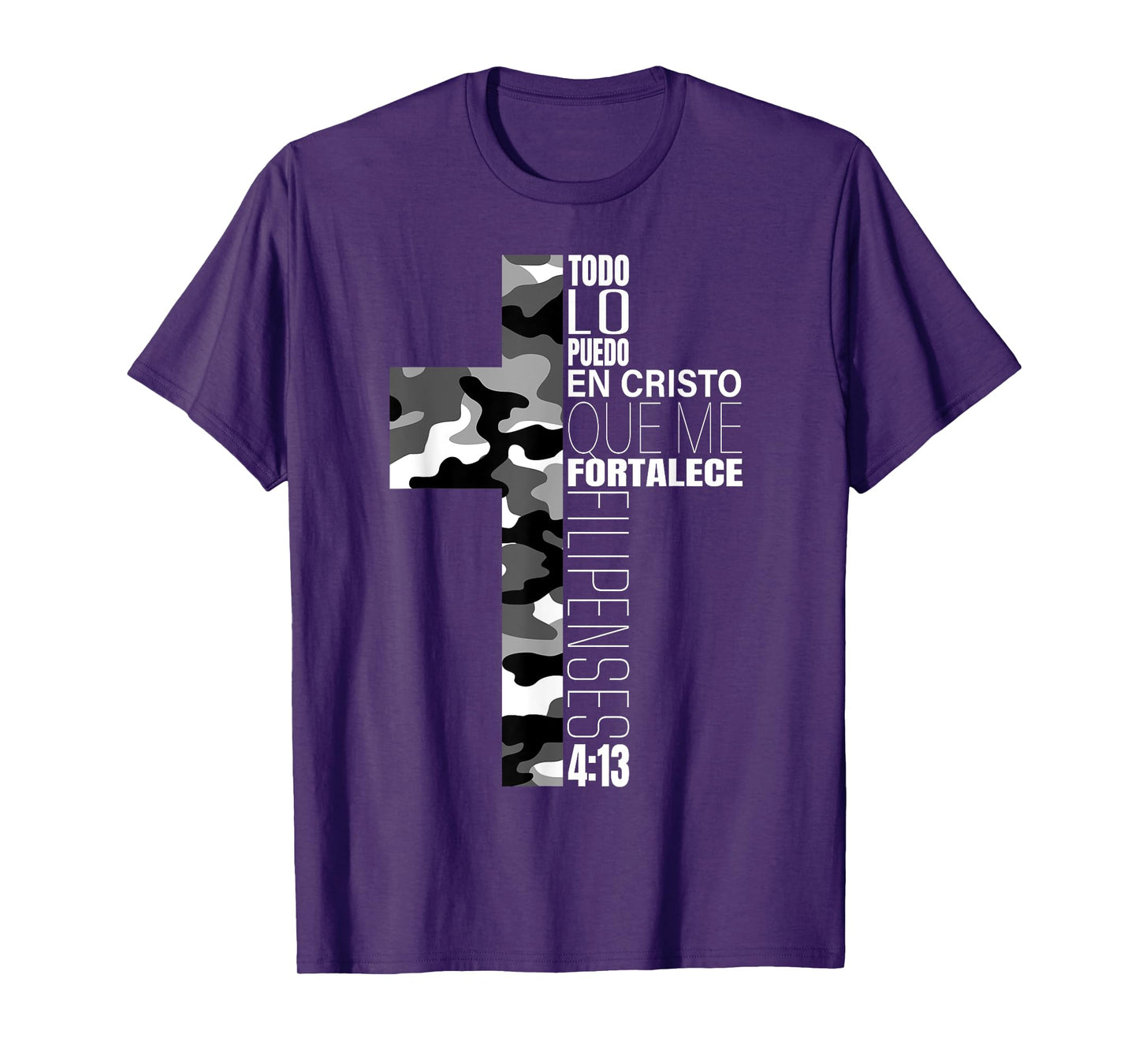 White Camo Christian Verse Spanish Filipenses 4:13 Español T-Shirt