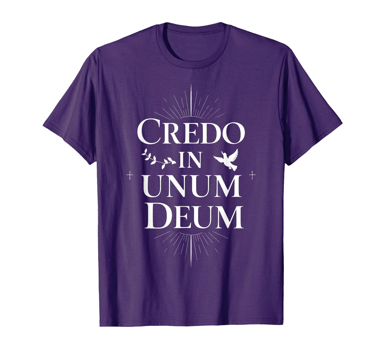 Credo In Unum Deum Religious Latin Quote Faith Dove Cross T-Shirt
