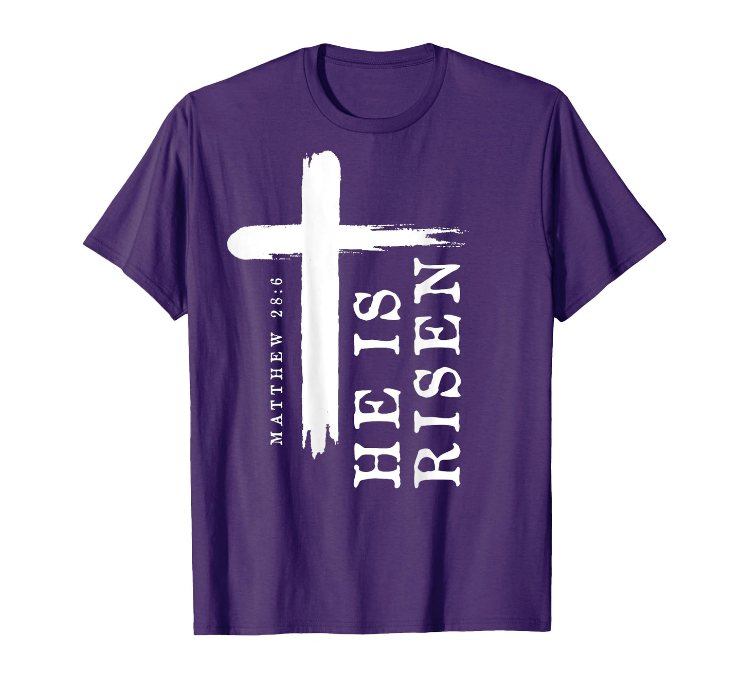 Christian Gospel Cross Design He Is Risen Back Print T-Shirt