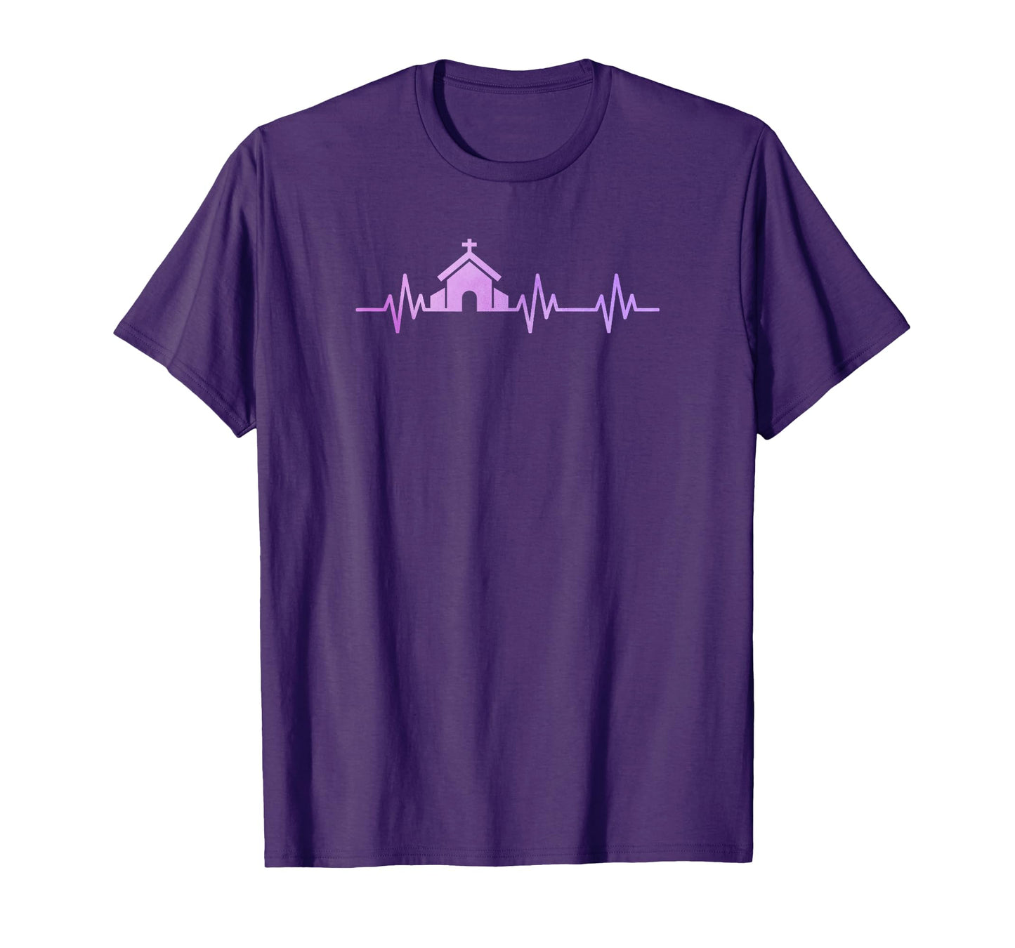 Church Heart Love EKG Heart Pulse Christian Pastor Life T-Shirt