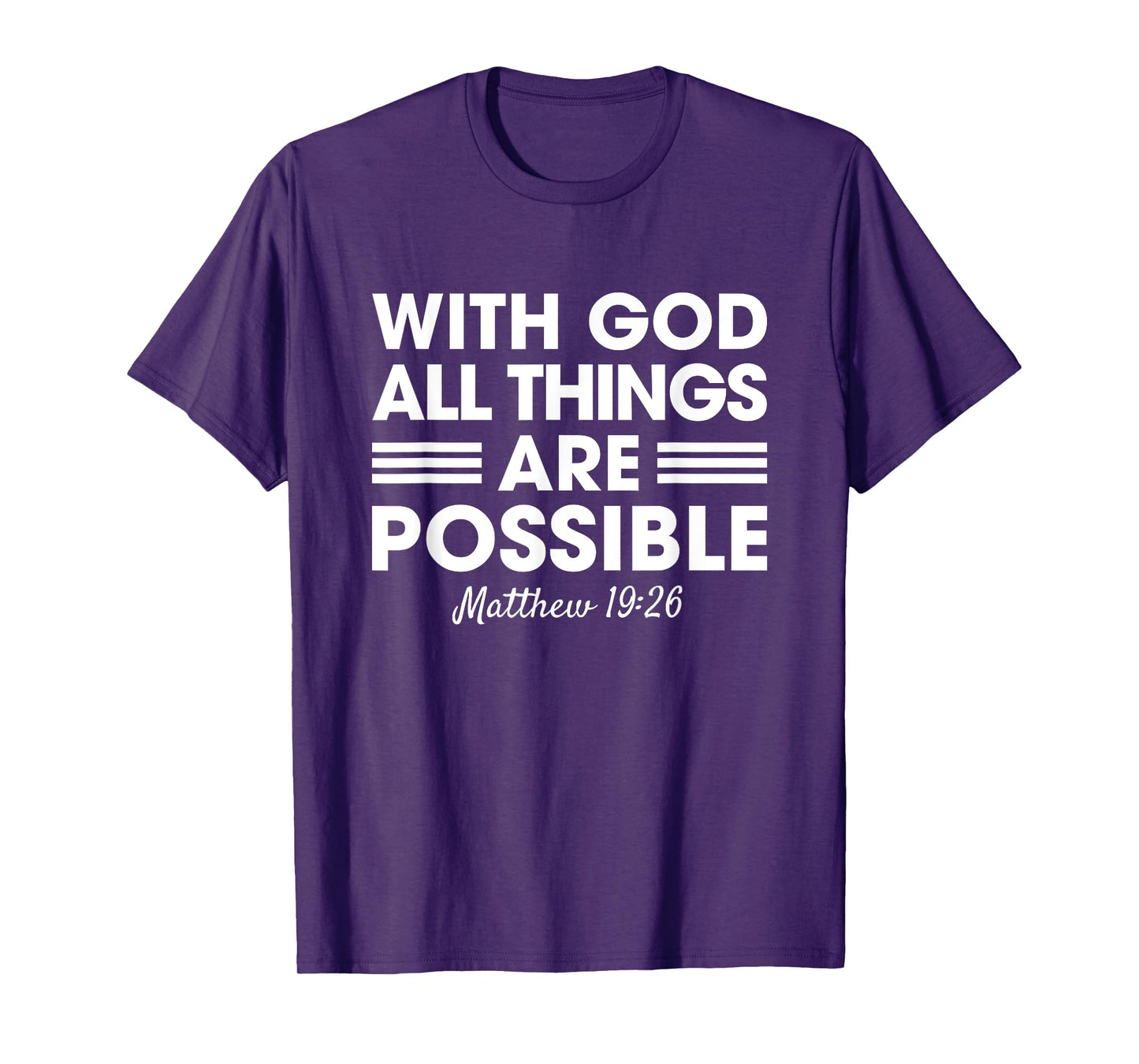 Vintage Retro by 4Do Limited Unisex Christian T-Shirt With God All Things Are Possible Matthew 19:26 Black Short Sleeve Crew Neck Modern T-Shirt Small