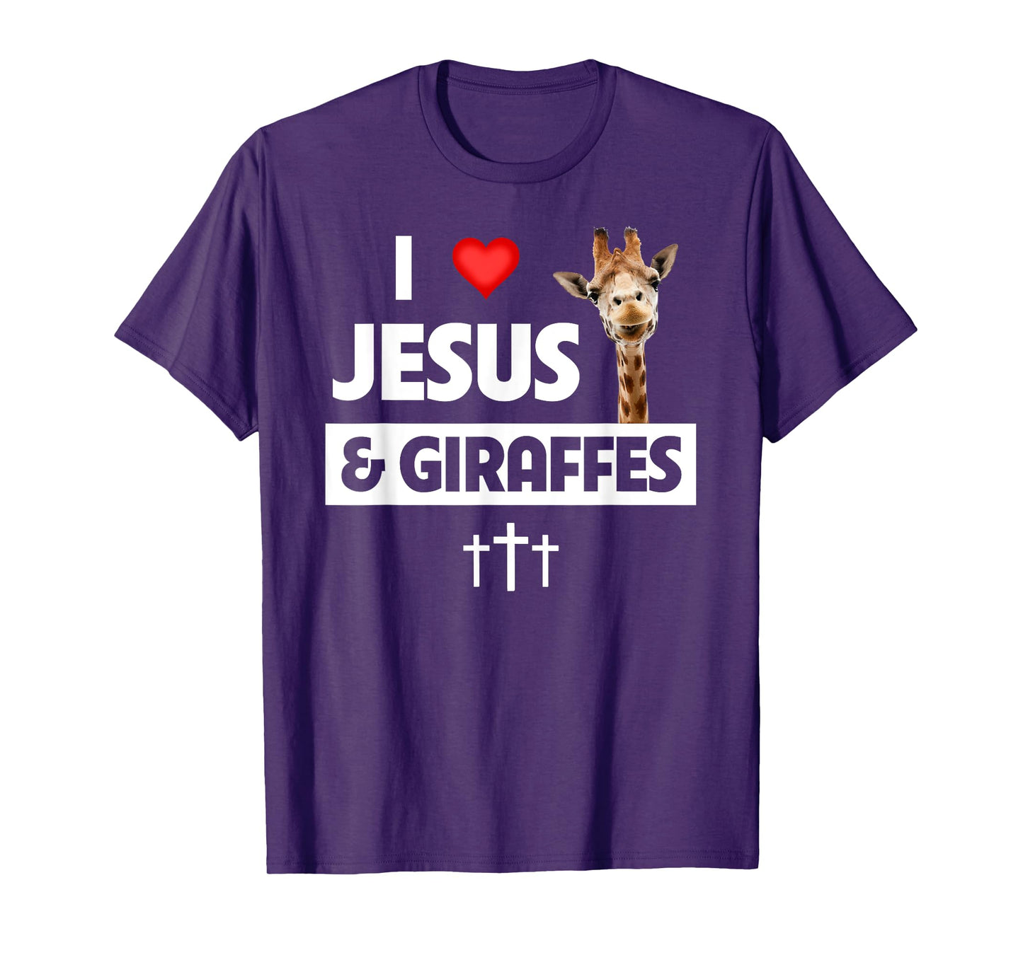 I Love Jesus and Giraffes Christian Cross Safari Animals Zoo T-Shirt