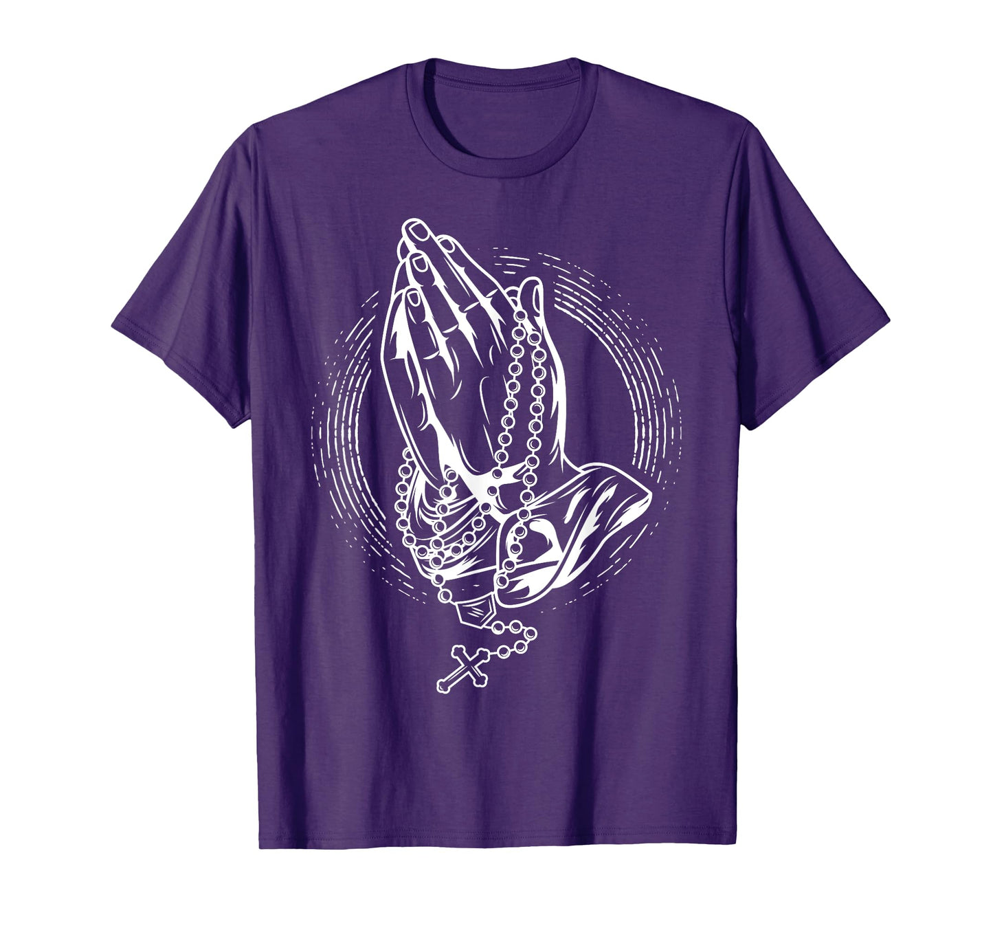 Praying hands with rose and rosary T-Shirt