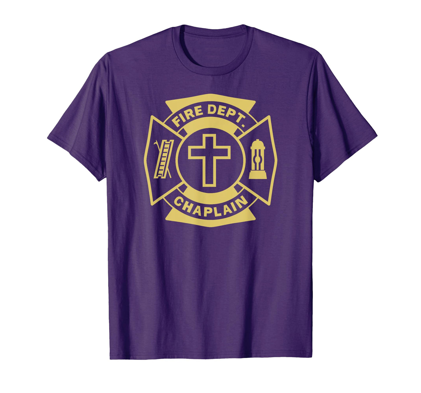 FIRE CHAPLAIN Firefighter Maltese Cross Patch Pastor Priest T-Shirt