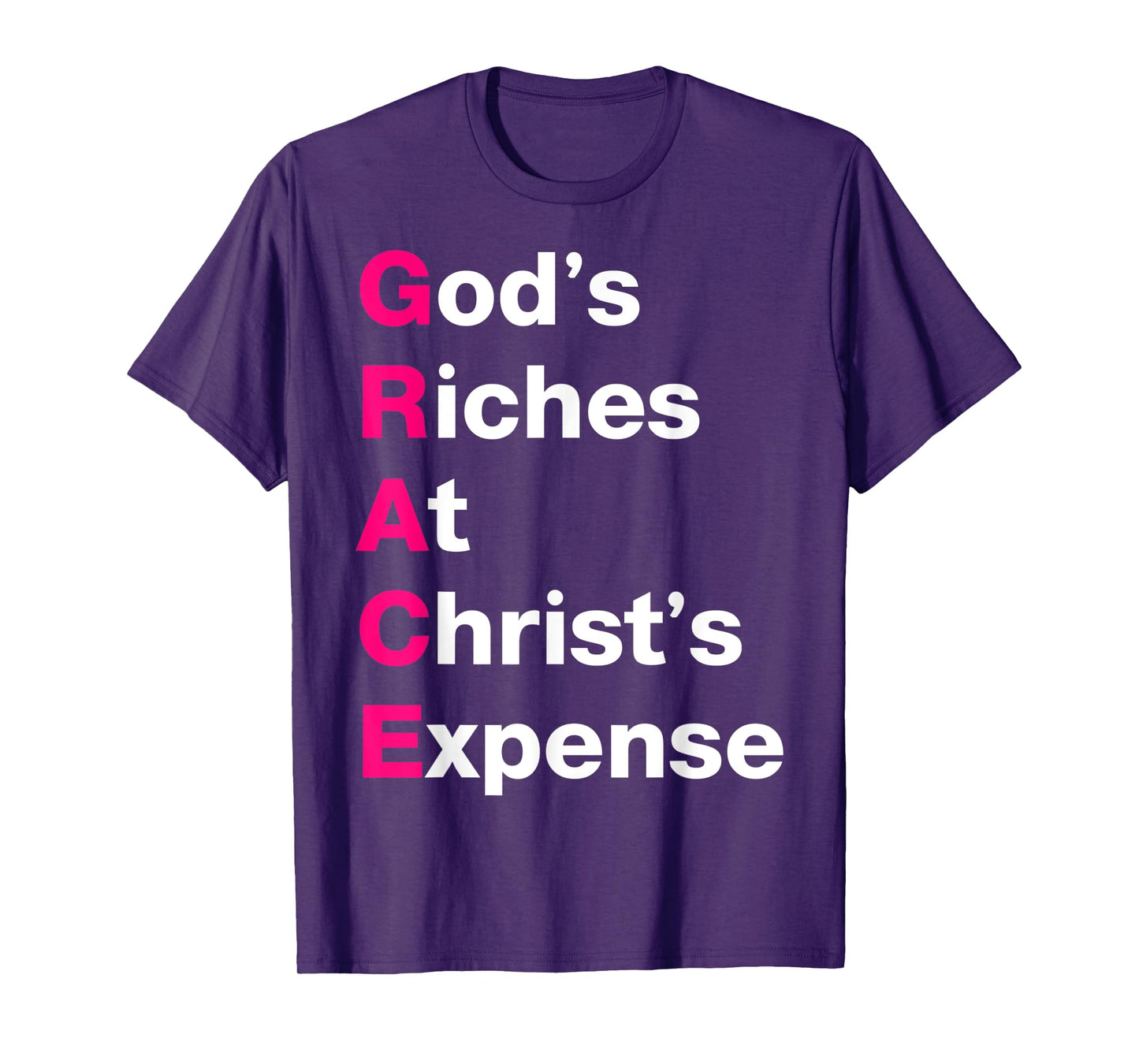 GRACE God’s Riches At Christ’s Expense Pink & White T-Shirt