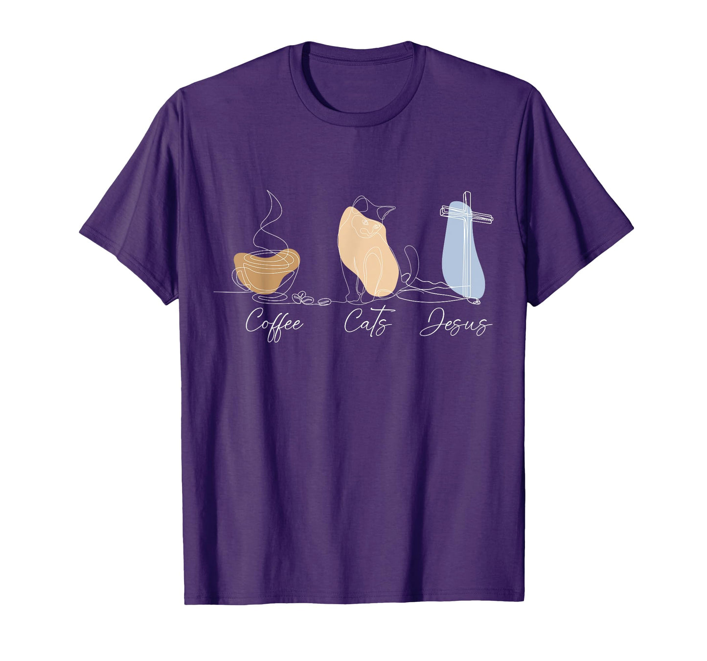 Jesus Coffee Cats Tshirt Men Women Cute Minimalist Christian T-Shirt