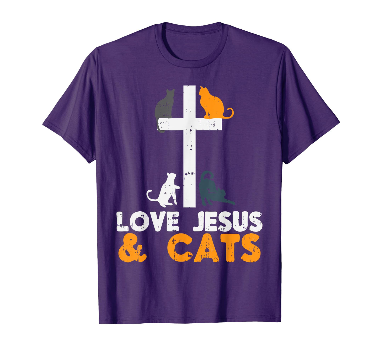 Cross Love Jesus Cats Animal God Christian Pet Lover Gift T-Shirt