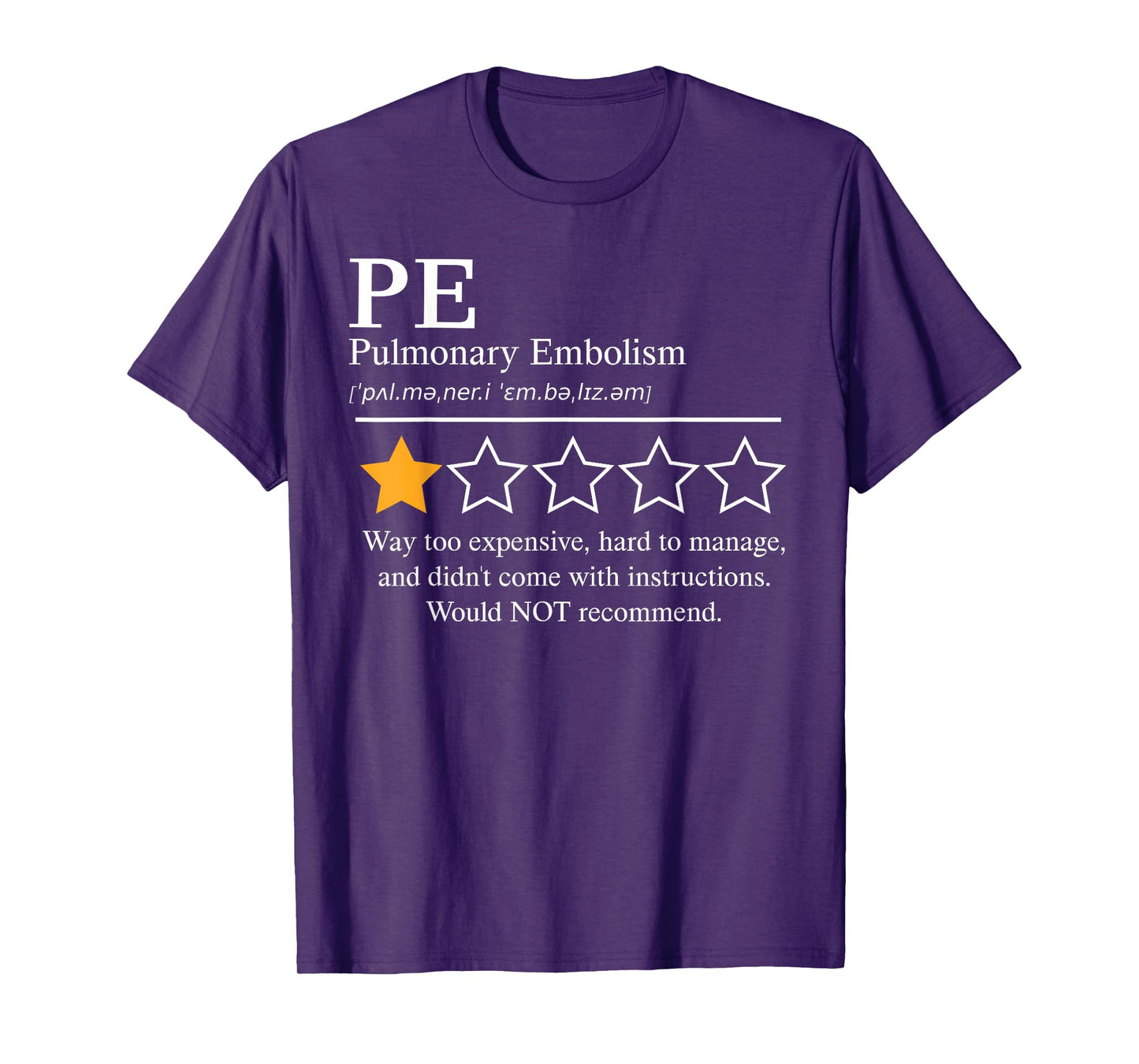 Pulmonary Embolism Awareness Day 2025 Would Not Recommend T-Shirt