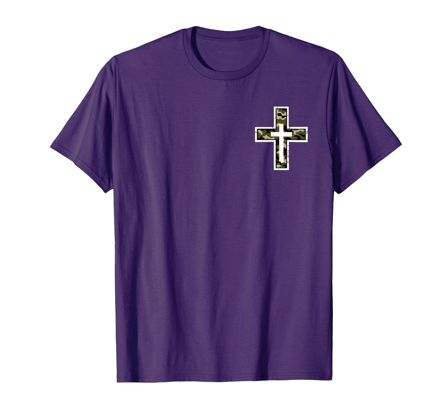 (2 Sided) Camo Cross Faith Antlers Fishing Hunting Retro T-Shirt