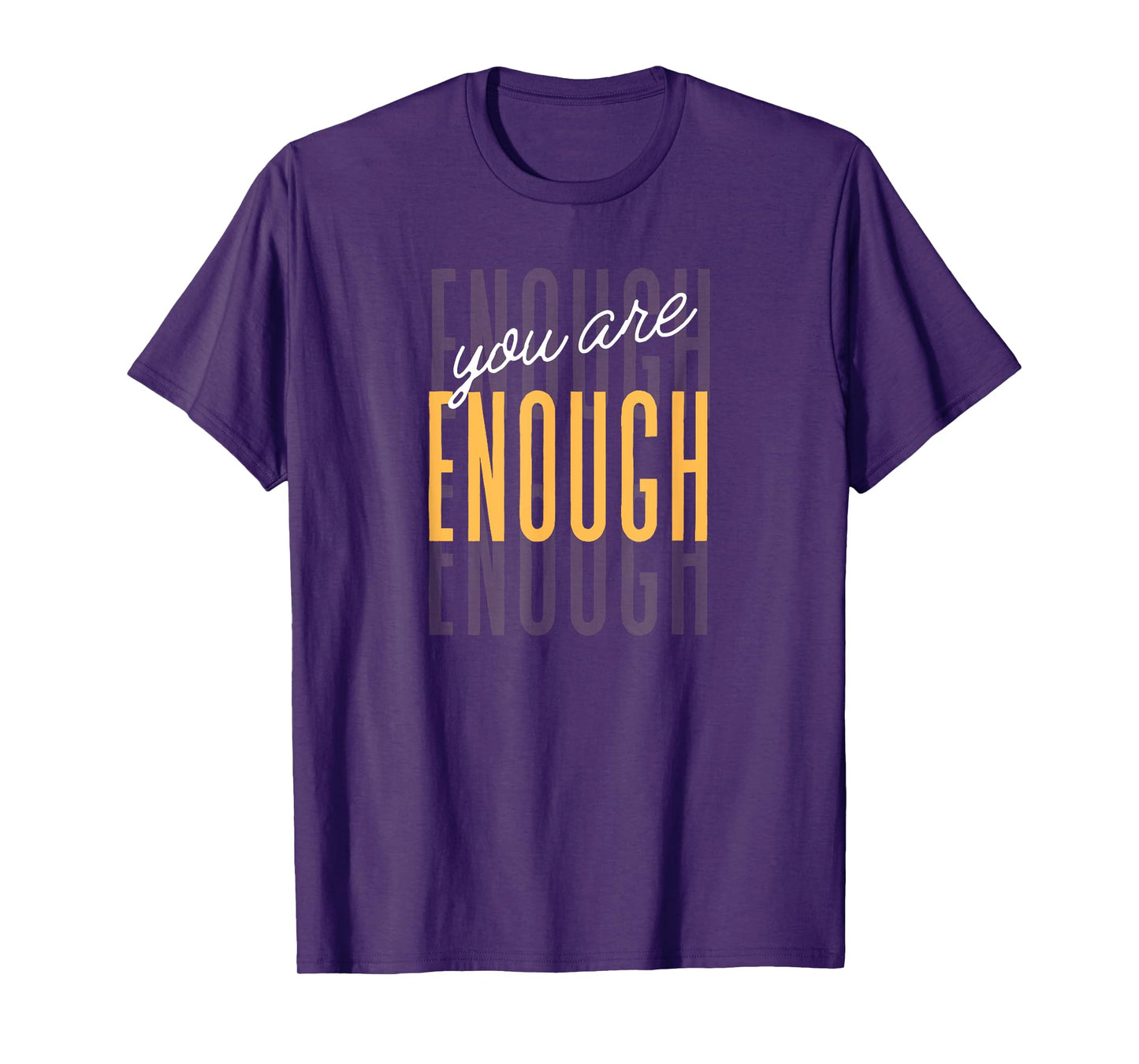 You Are Enough Positive Gift Tee Unisex-Adults T-Shirt Black Small Classic Letter Print Motivation Casual Everyday Wear