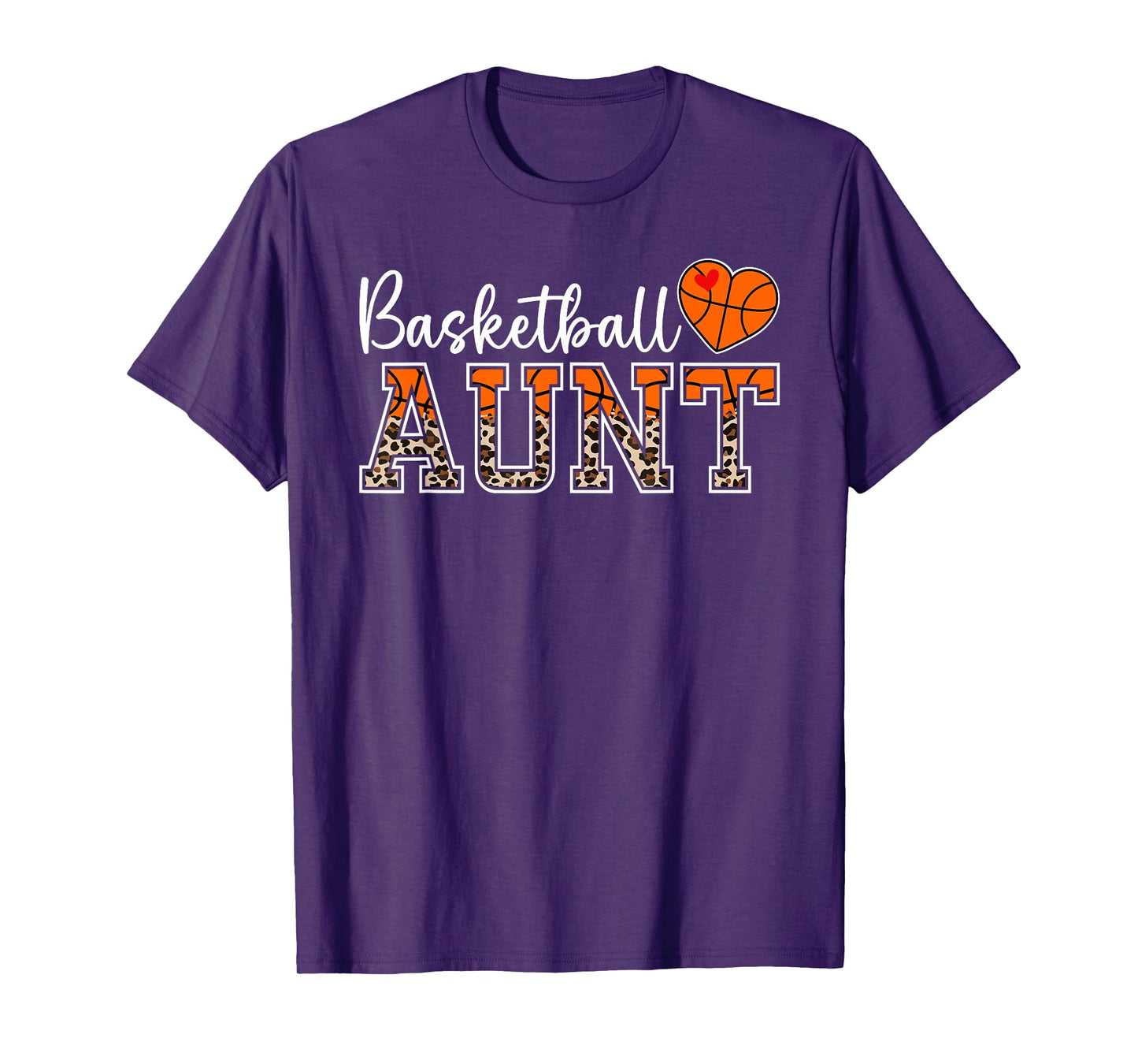 Basketball Aunt Leopard Aunt Of A Basketball Player Auntie T-Shirt