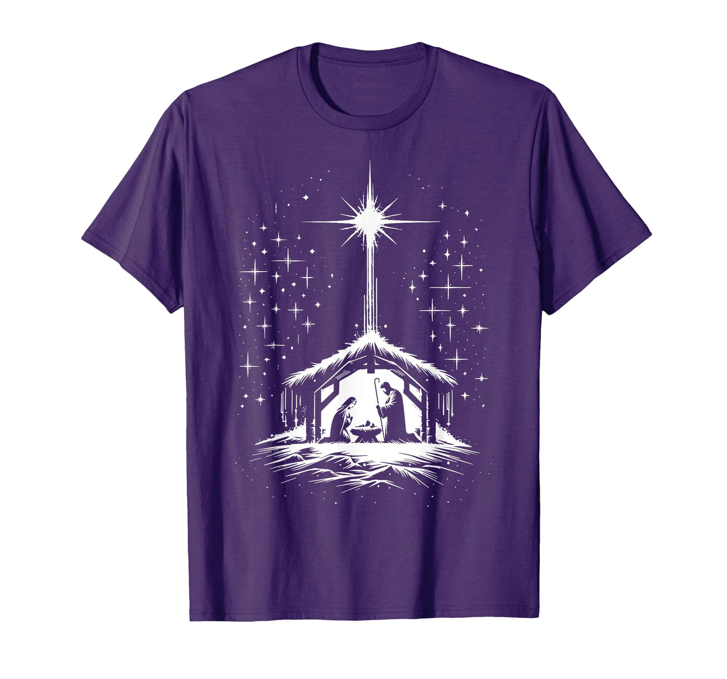 Christmas Nativity Beautiful Scene Star Bethlehem Catholic T-Shirt