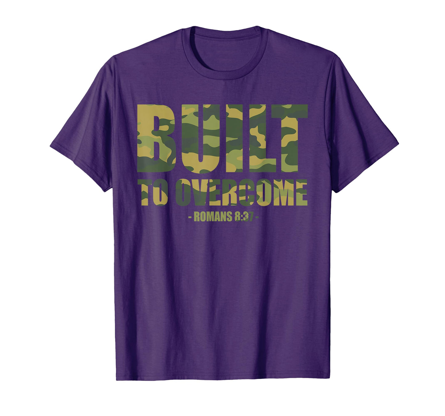 Built to Overcome Christian Men Camo Scripture Gym Workout T-Shirt