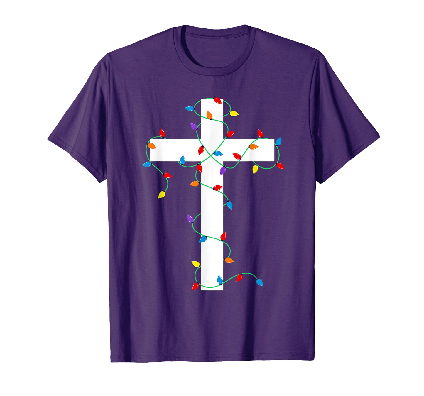 Merry and Bright Christmas Lights Jesus Cross Minimalist T-Shirt